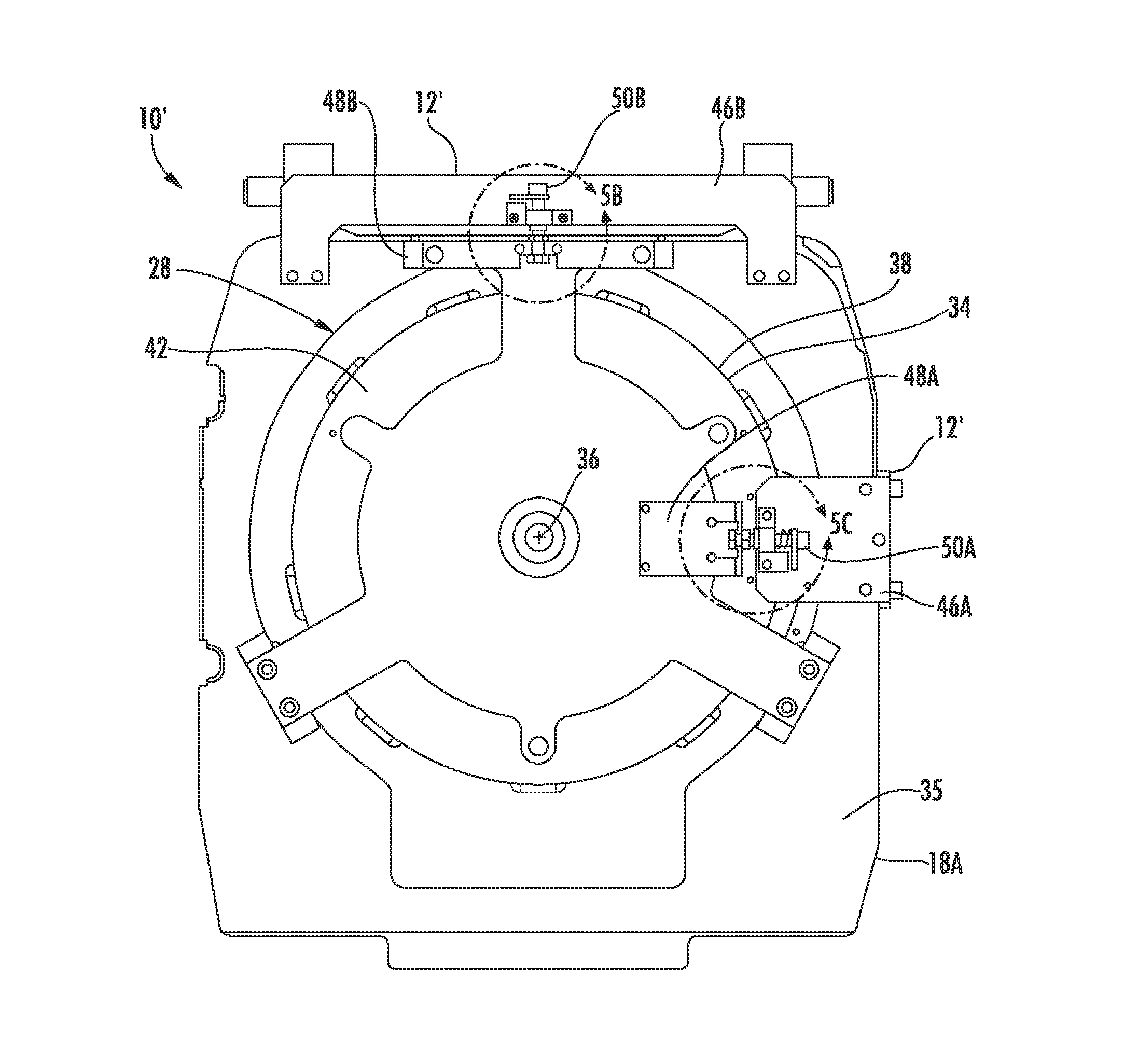 Alignment systems employing actuators providing relative displacement between lid assemblies of process chambers and substrates, and related methods