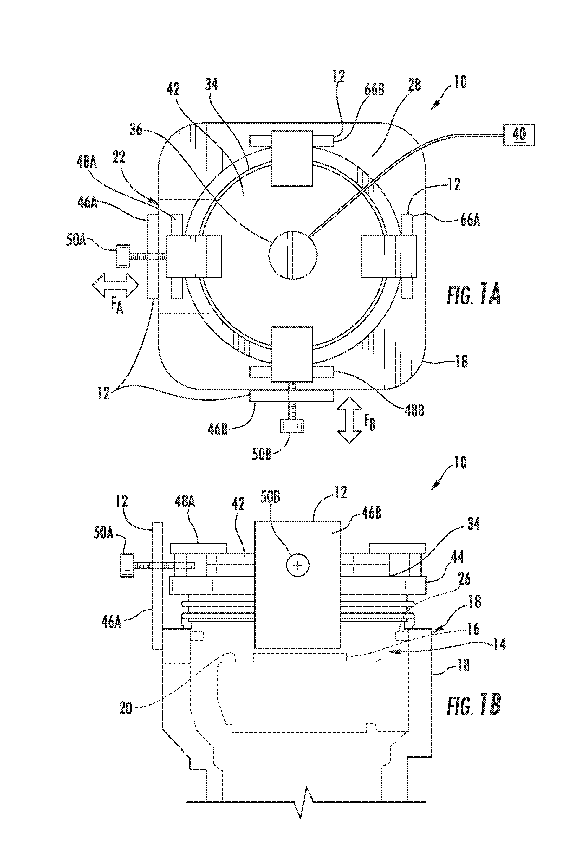 Alignment systems employing actuators providing relative displacement between lid assemblies of process chambers and substrates, and related methods