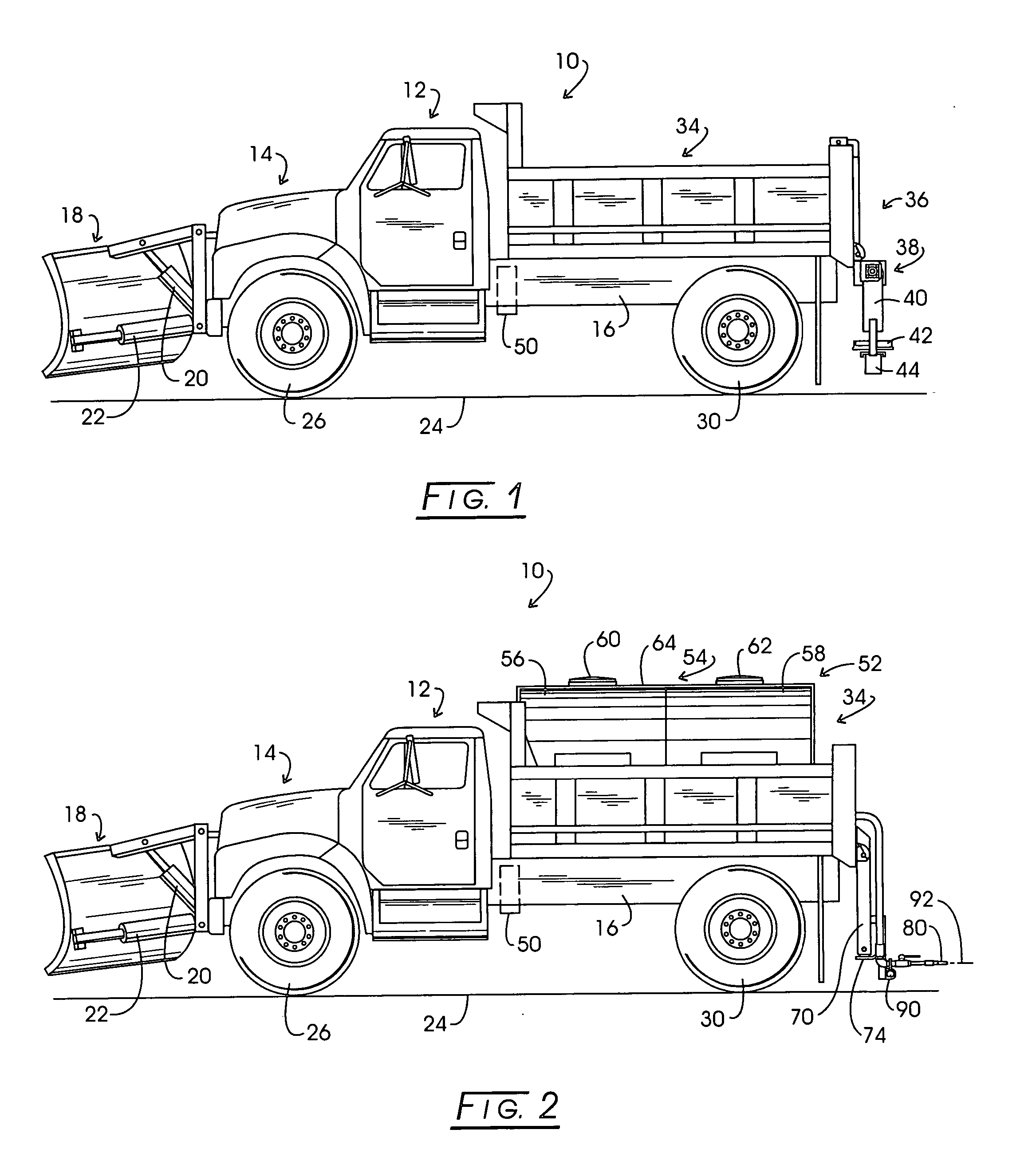 System for controlling the hydraulic actuated components of a truck