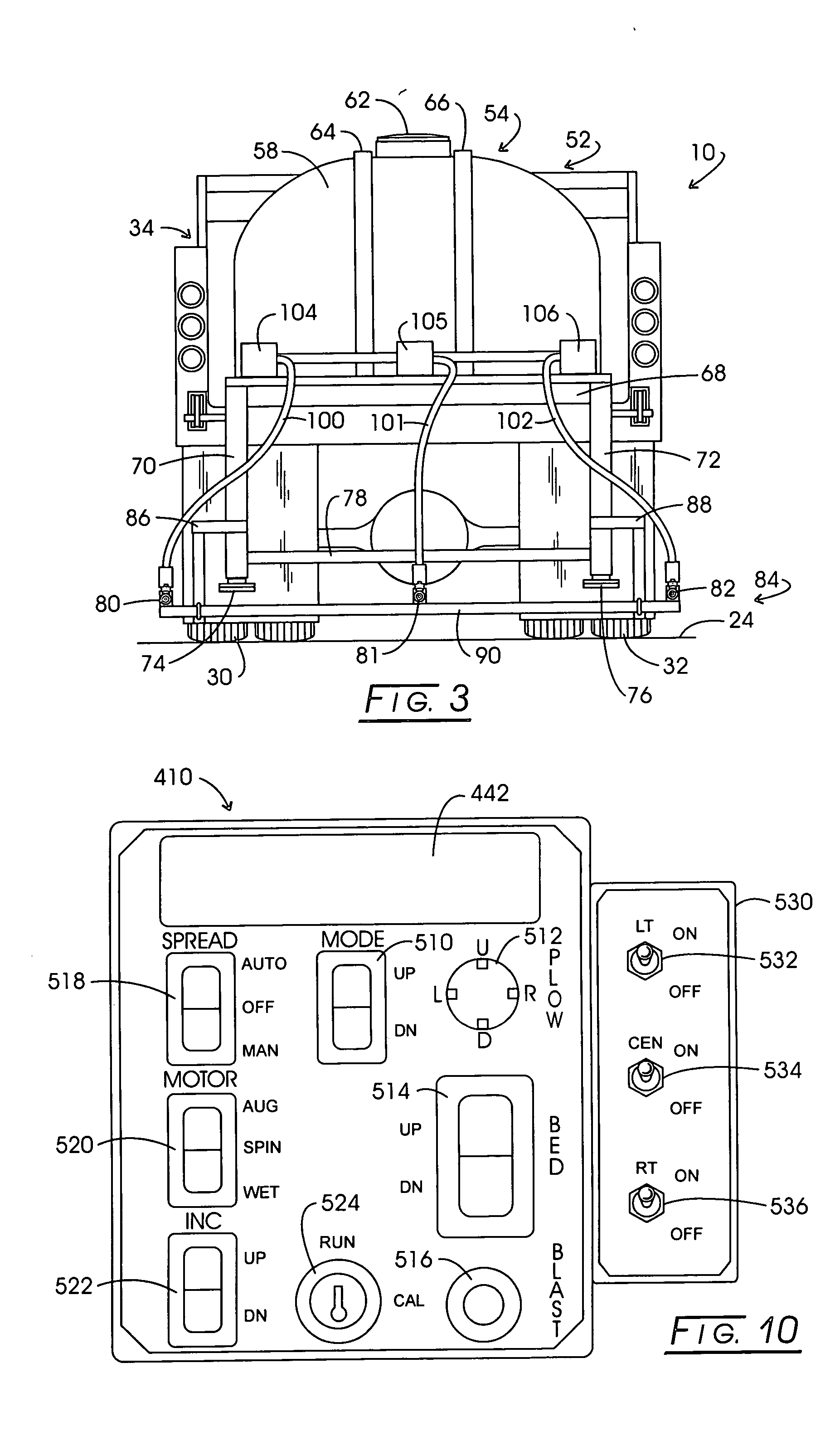 System for controlling the hydraulic actuated components of a truck