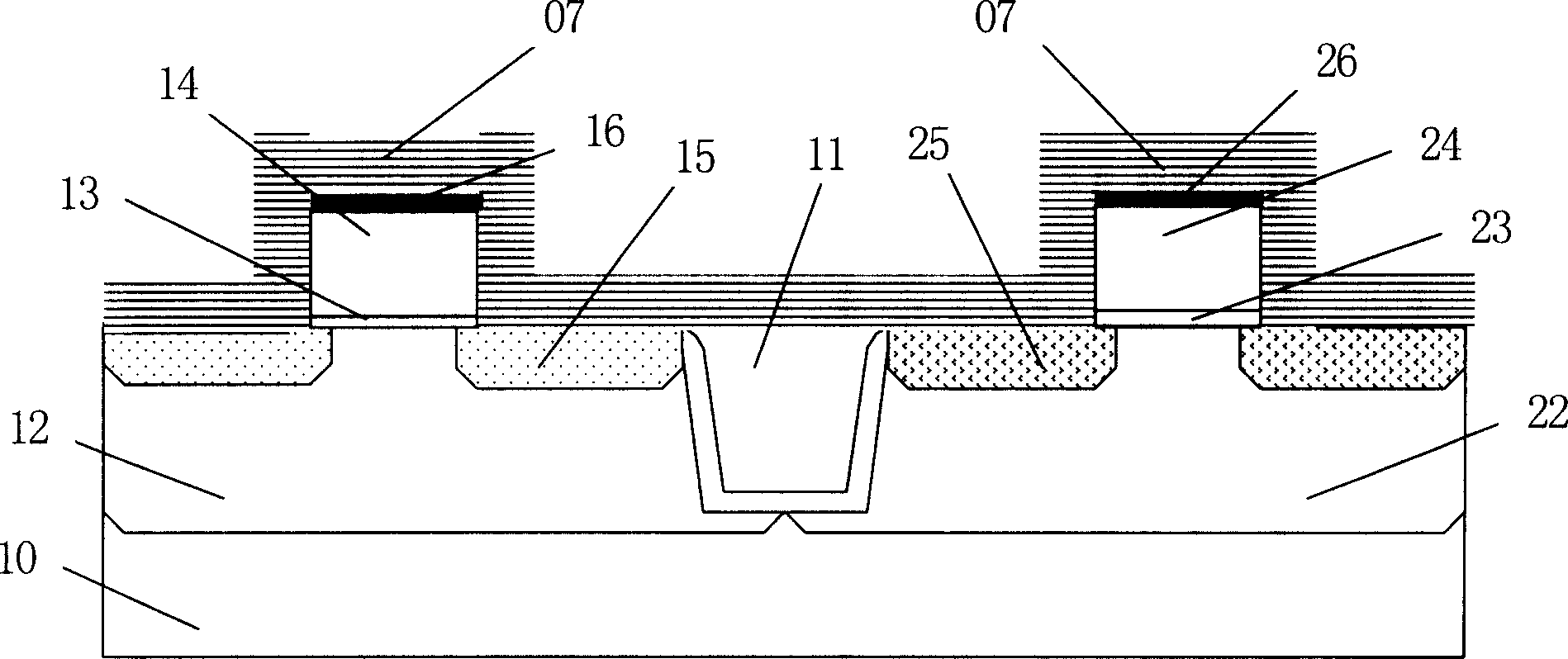 Strain source-drain CMOS integrating method with oxide separation layer