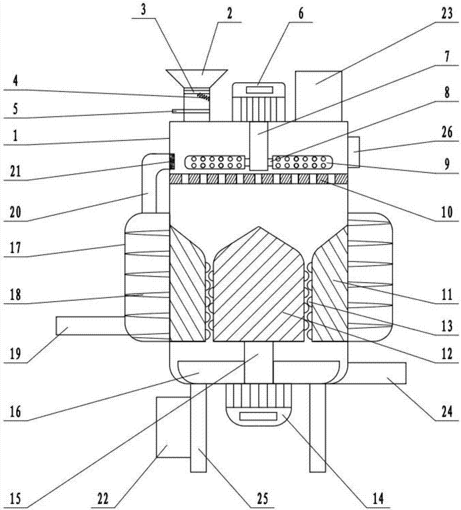 Air-cooling type grain husking grinder