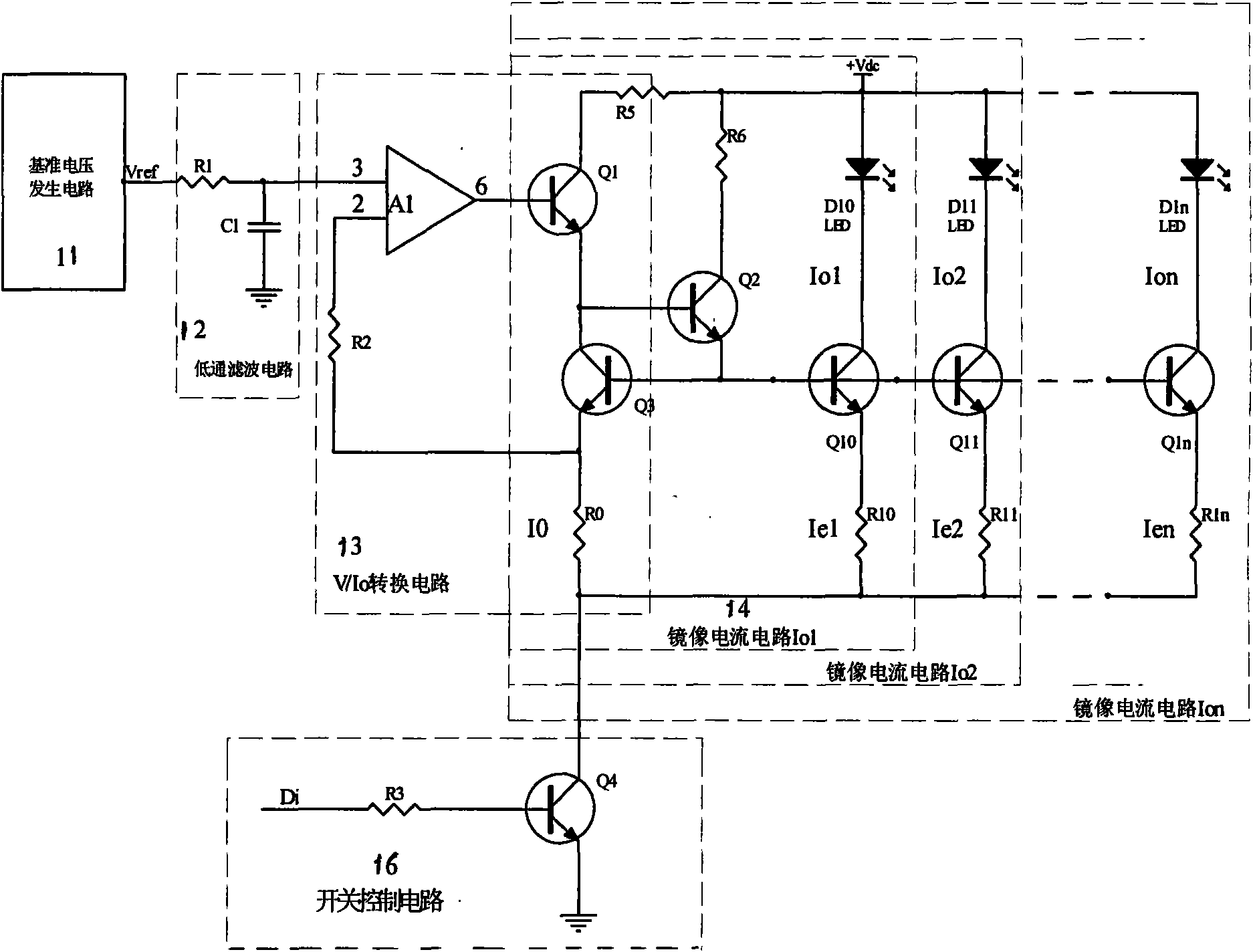 Image ratio constant flow source circuit driving multipath light emitting diode