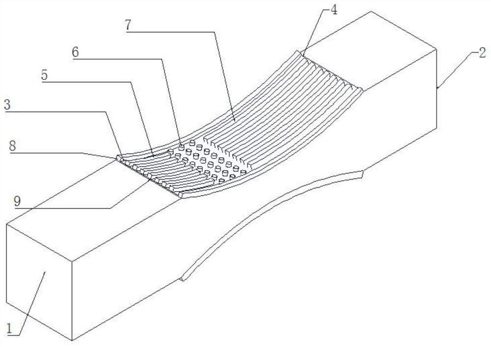 High temperature nozzle wall array type enhanced heat transfer cooling structure of variable Mach number type linear wind tunnel