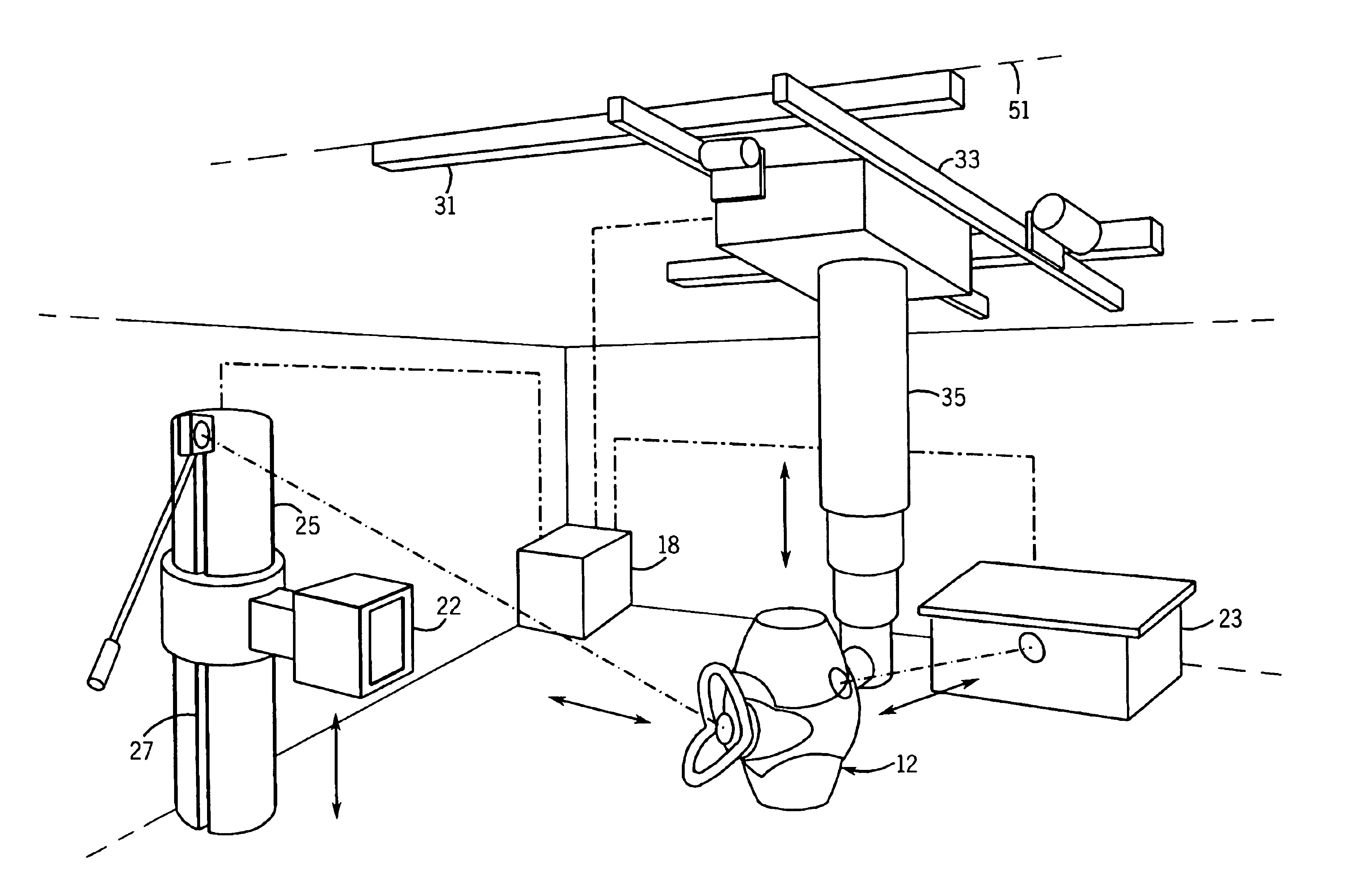 Method and apparatus for aligning an X-ray source and detector at various source to image distances