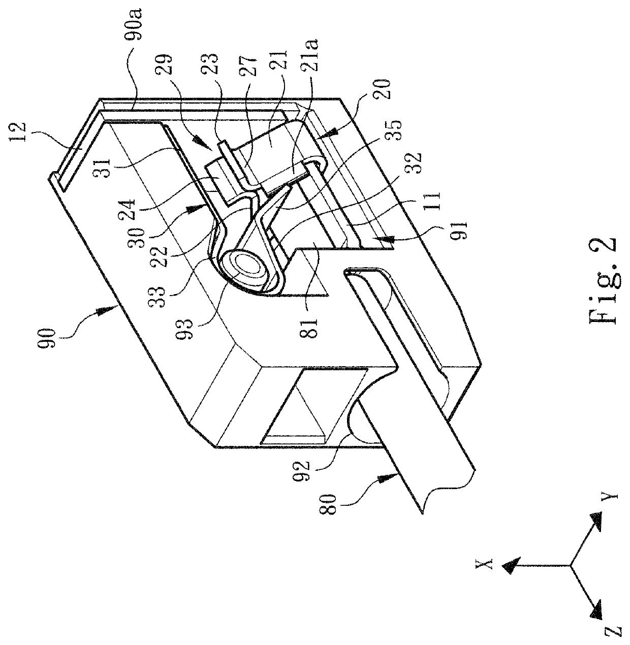 Conductive component structure of conductive wire connection device