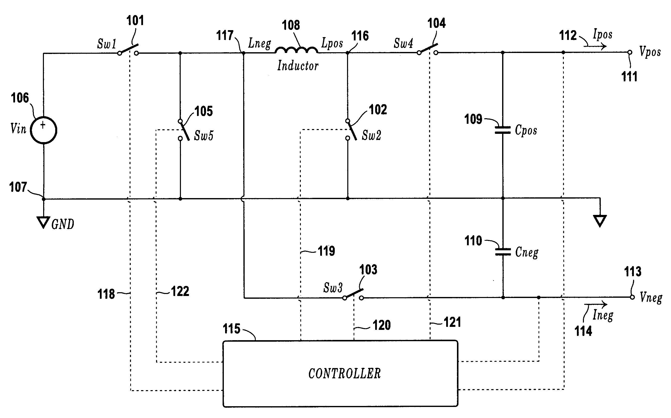 Single-inductor buck-boost converter with positive and negative outputs