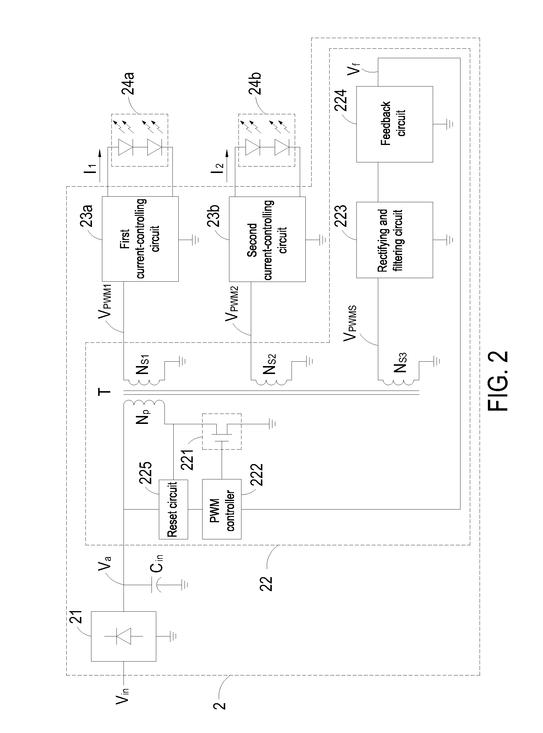 LED current-supplying circuit and LED current-controlling circuit