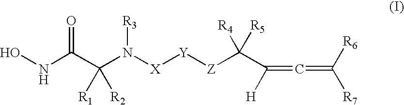 Allenic aryl sulfonamide hydroxamic acids as matrix metalloproteinase and TACE inhibitors