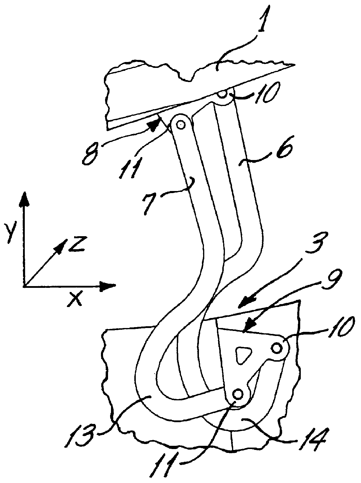 Articulated device for attaching a top storage well cover