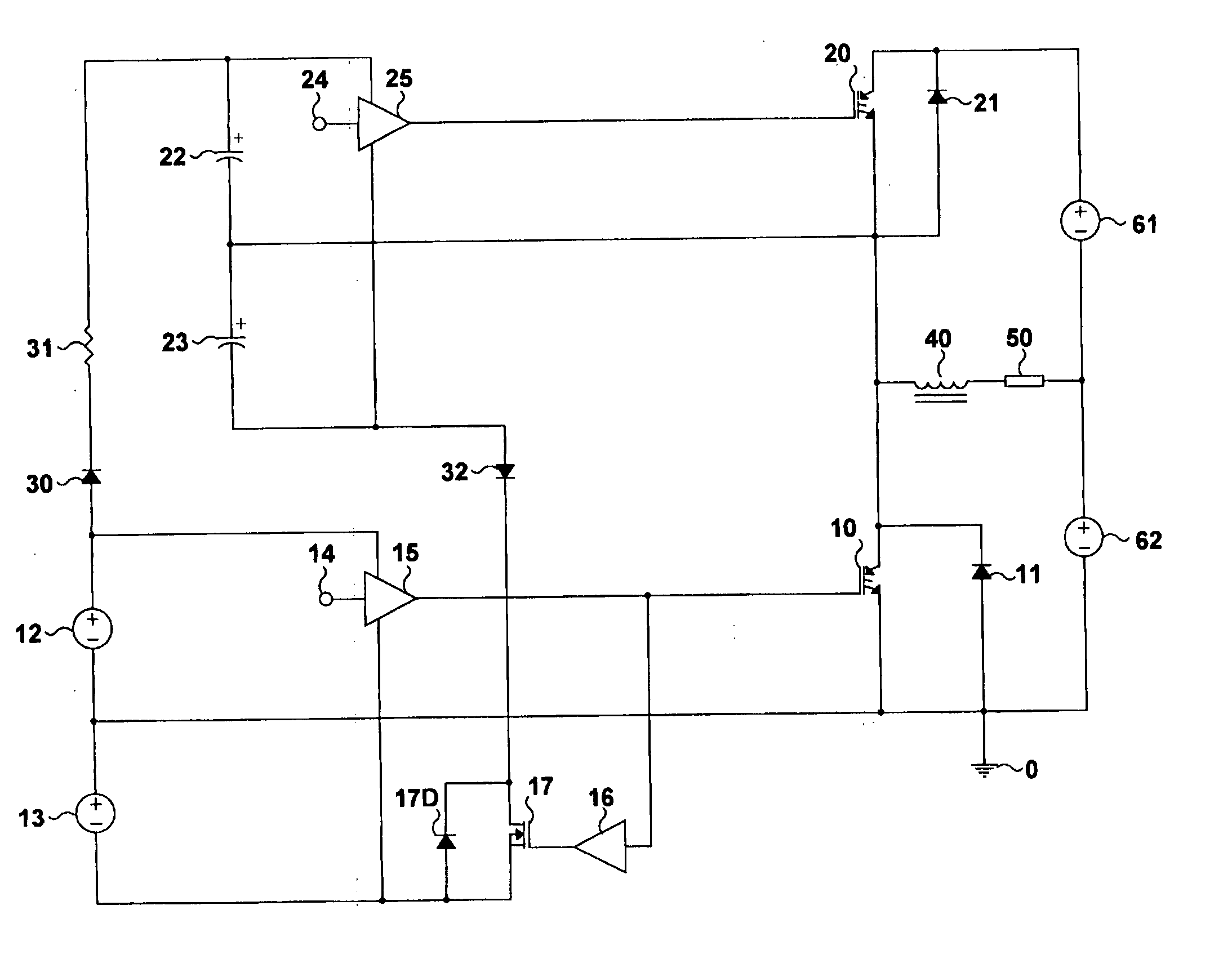 Bipolar bootstrap top switch gate drive for half-bridge semiconductor power topologies