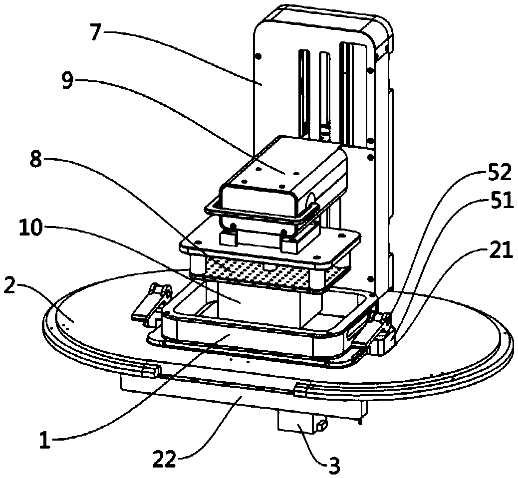 Material tray tilting mechanism and DLP technology 3D printing device