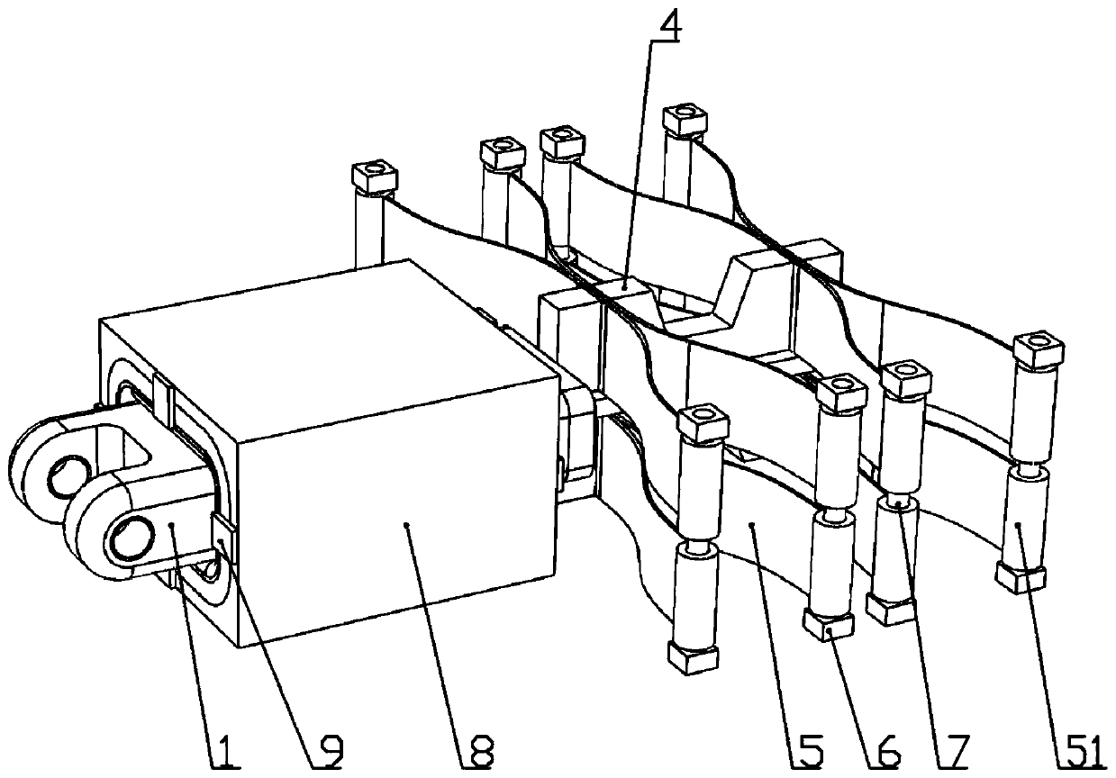 Flexible connector arranged between ultra-large offshore floating platform modules and butt joint method