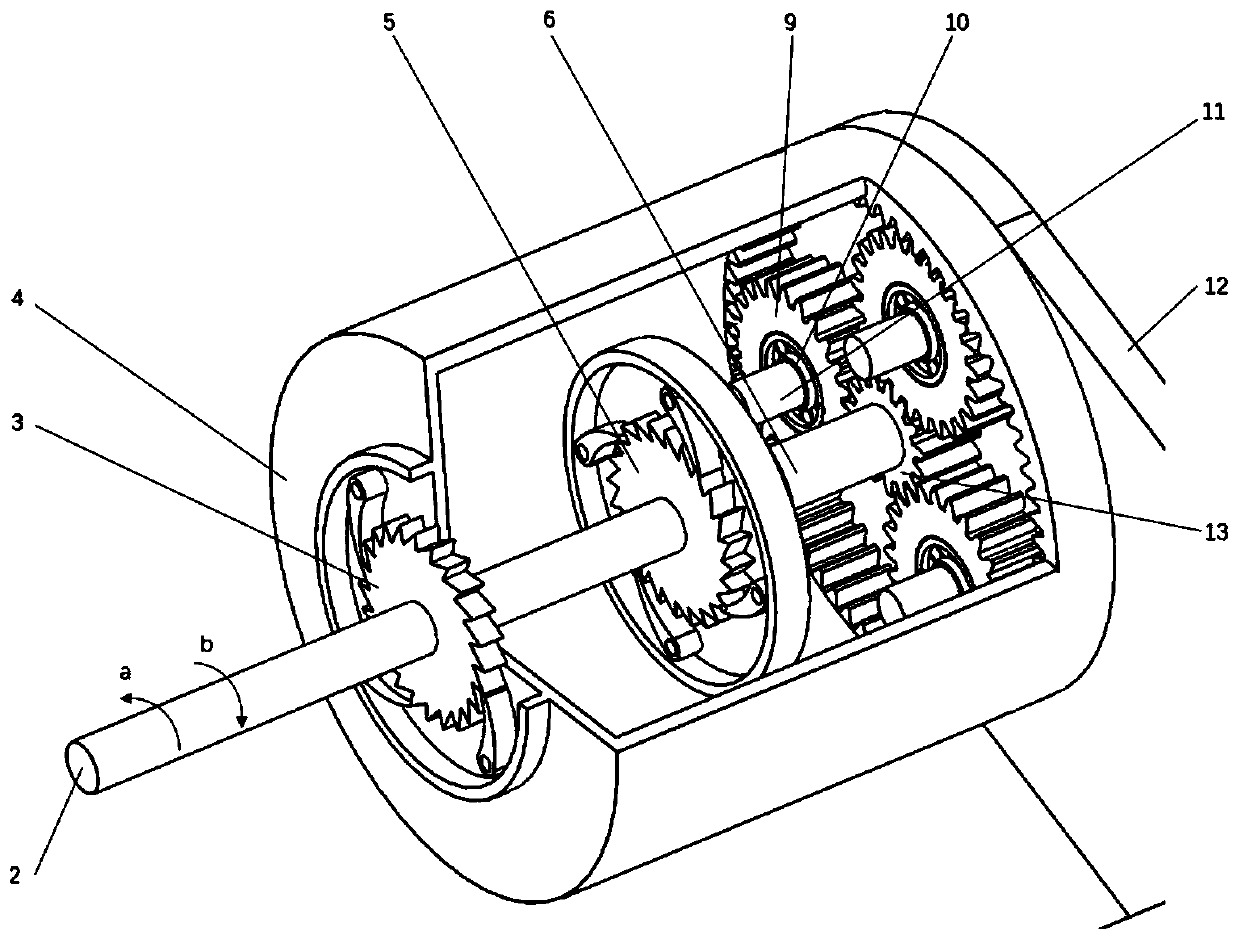 A planetary gear driven wave energy power generation device