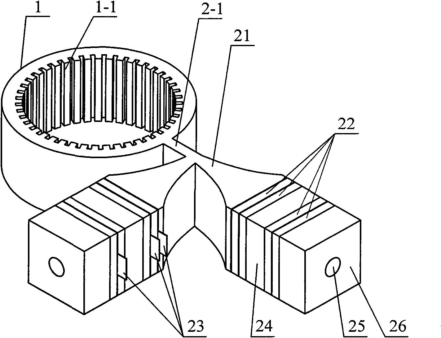 Orthogonal transducer type cylindrical traveling-wave ultrasonic motor vibrator