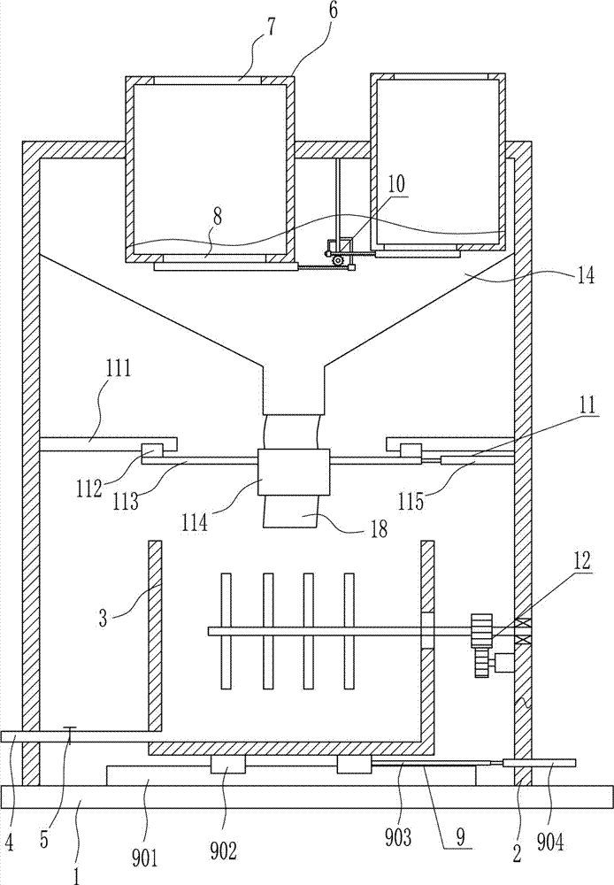 Feed discharging and stirring apparatus used for animal husbandry