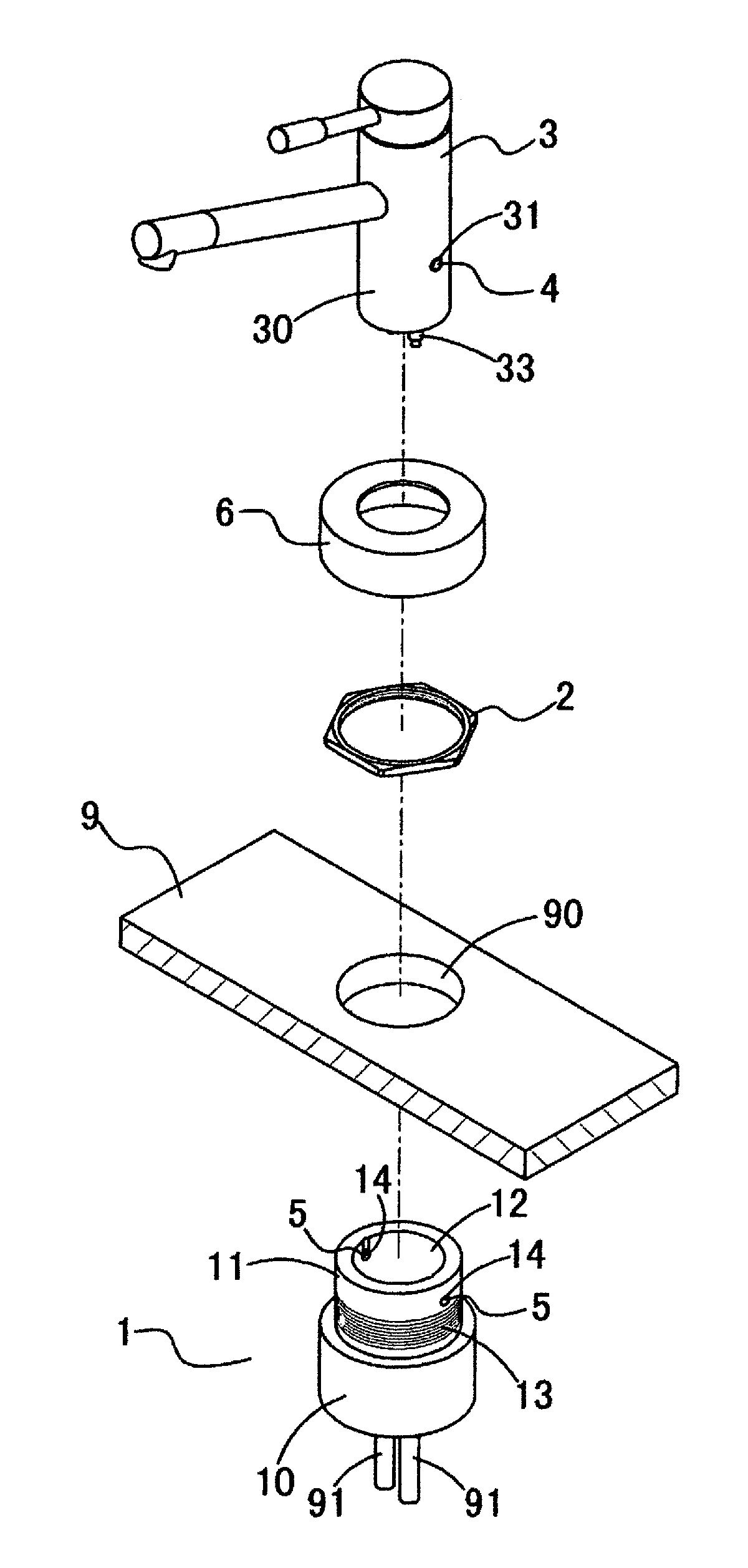 Installation structure of countertop faucet