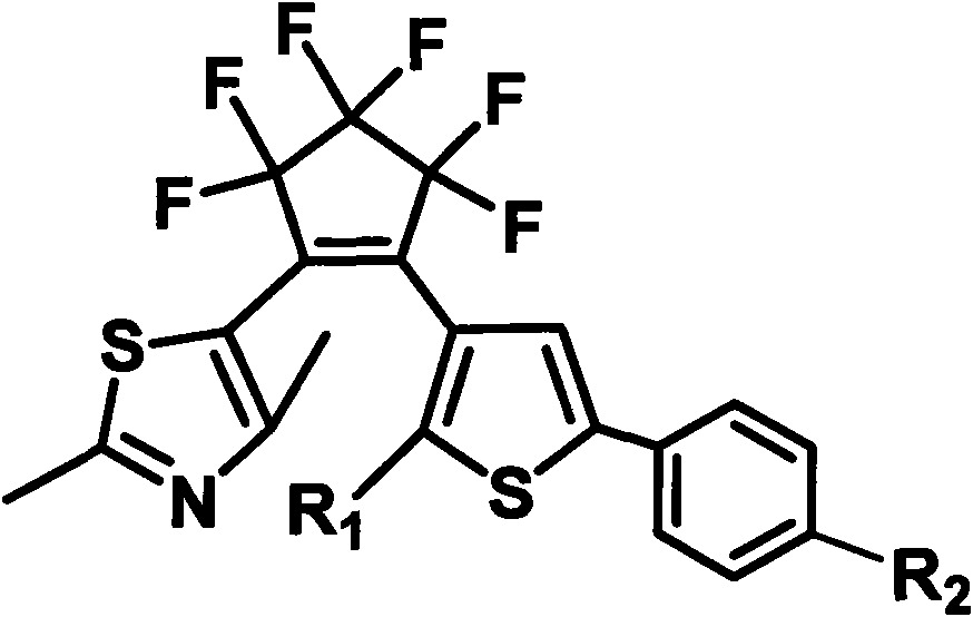Photochromic thiophene-thiazole heterocycle hybrid asymmetric perfluorocyclopentene compound, preparation method and application