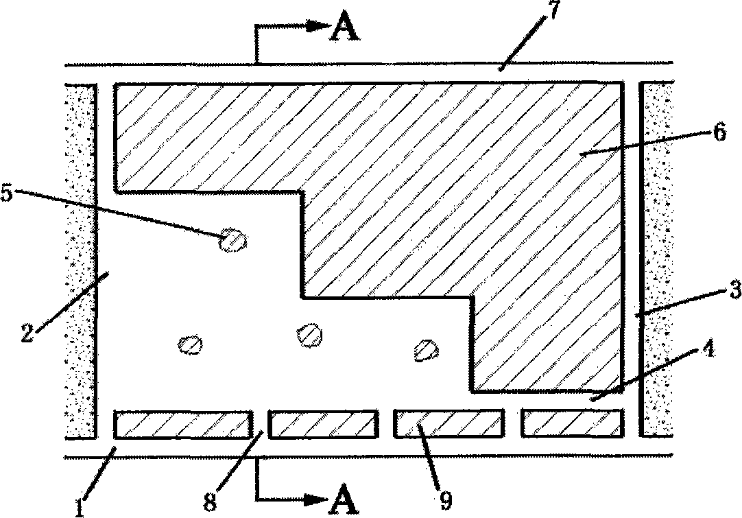 Novel technique of slight-pitch ore body overall mining method
