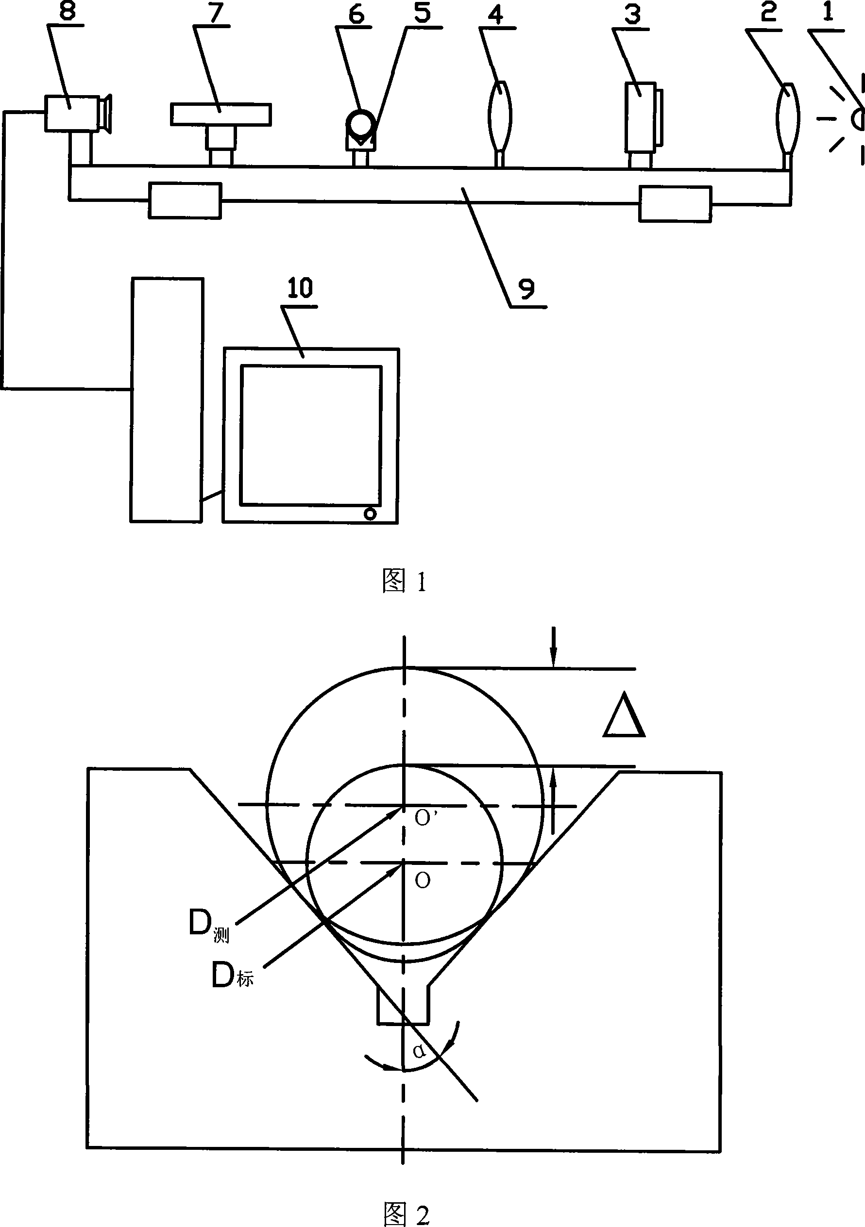 Non-contact type on-line detector for piston pin external diameter