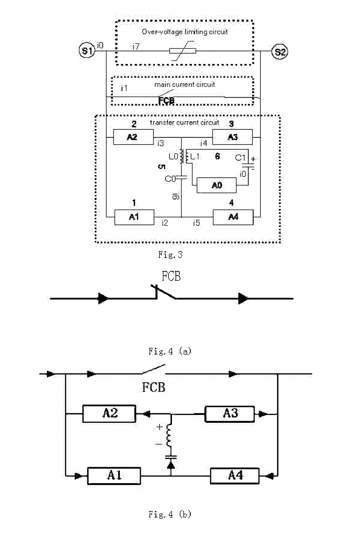 Hybrid circuit breaker having a bridge induction transfer structure