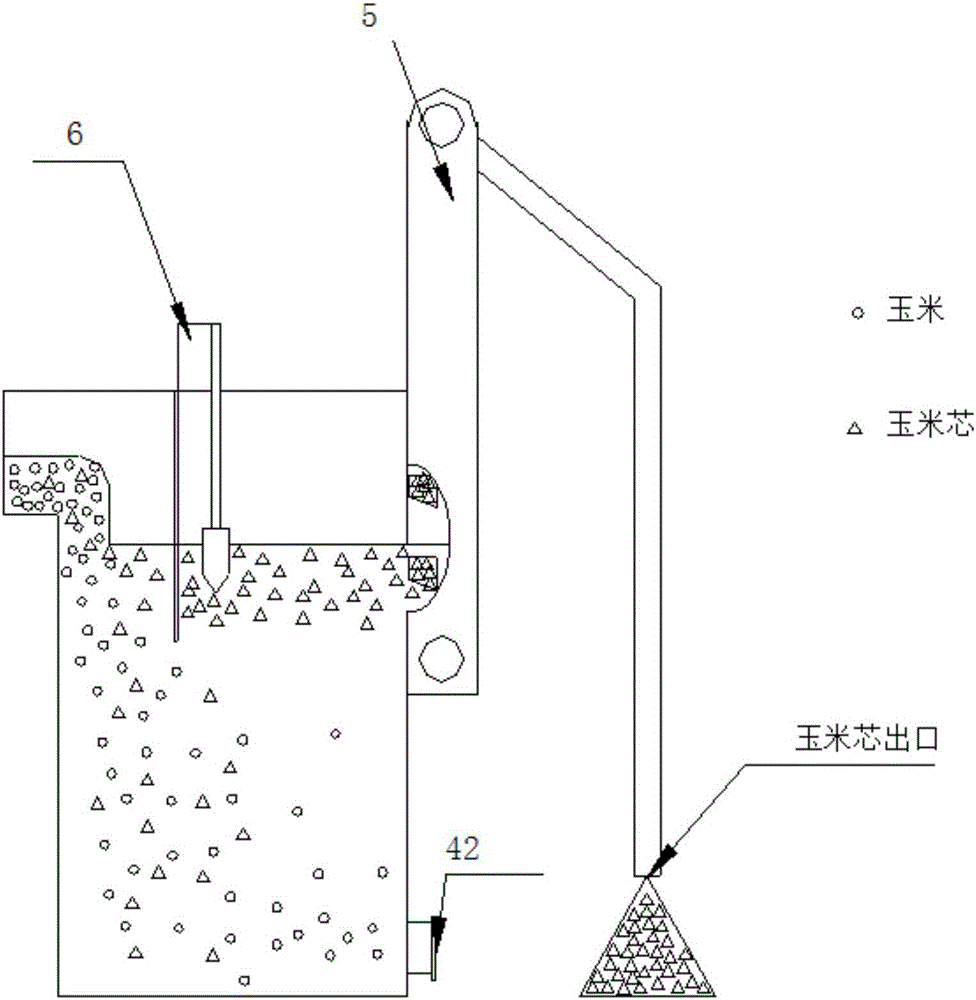 Impurity removing device and method for separating and extracting corncobs through water pressure