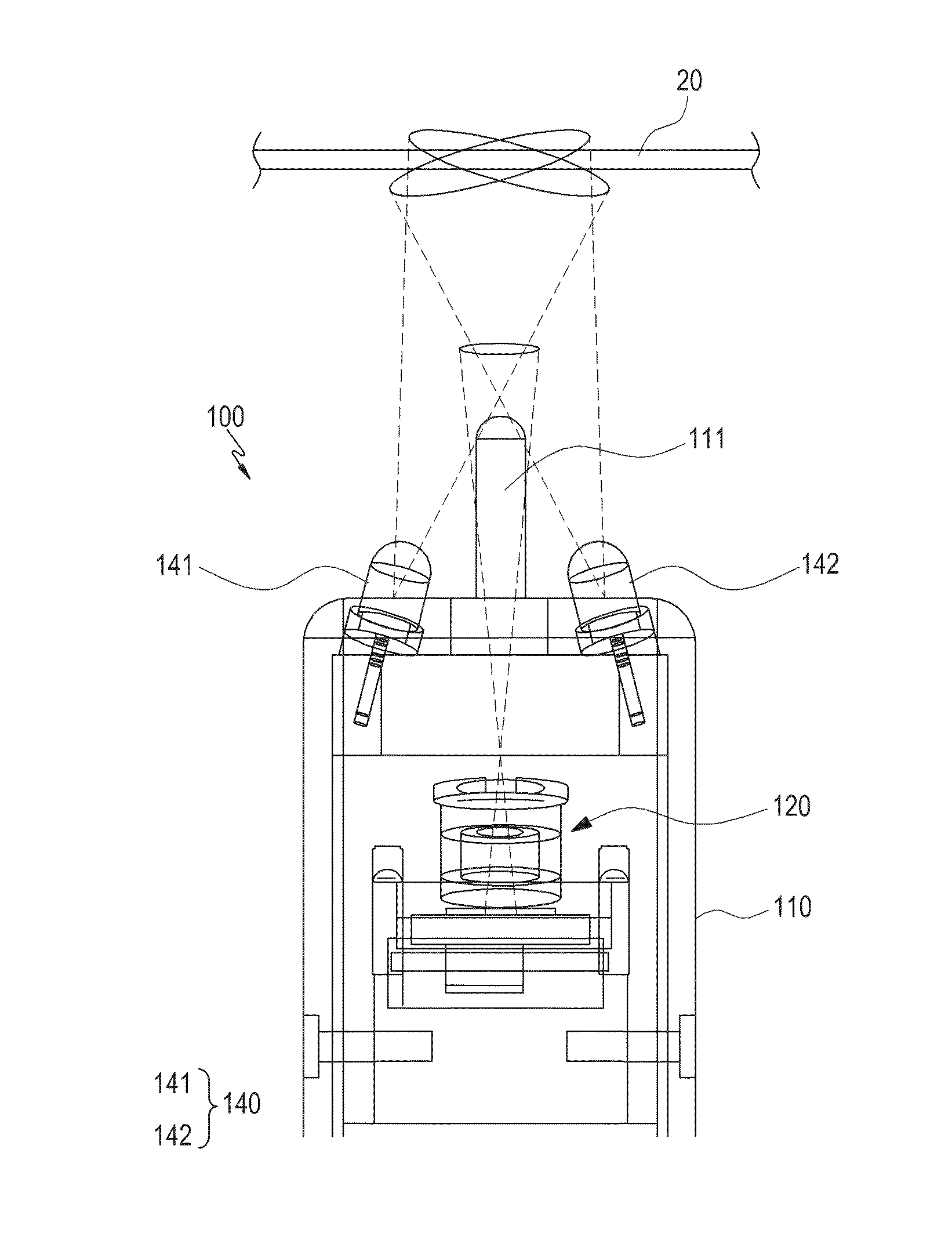 Optical input apparatus wherein light sources selectively emit light as the apparatus is inclined