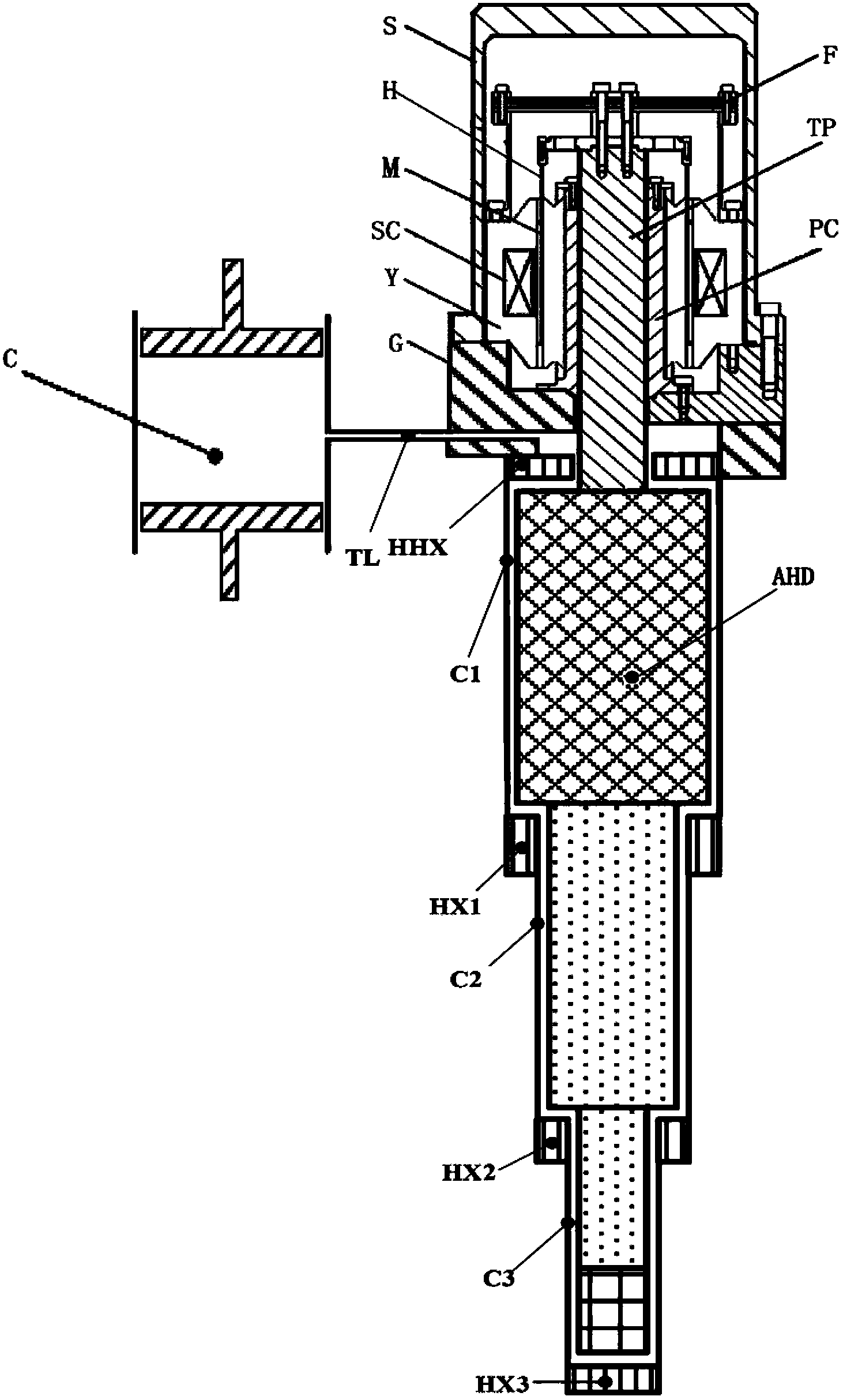 Profound hypothermia discharger adopting full carbon aerogel and stirling cryocooler