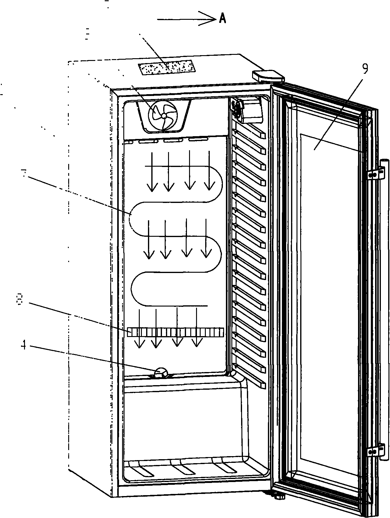 Constant-humidity air-cooling wine cabinet and microprocessor humidity control method thereof