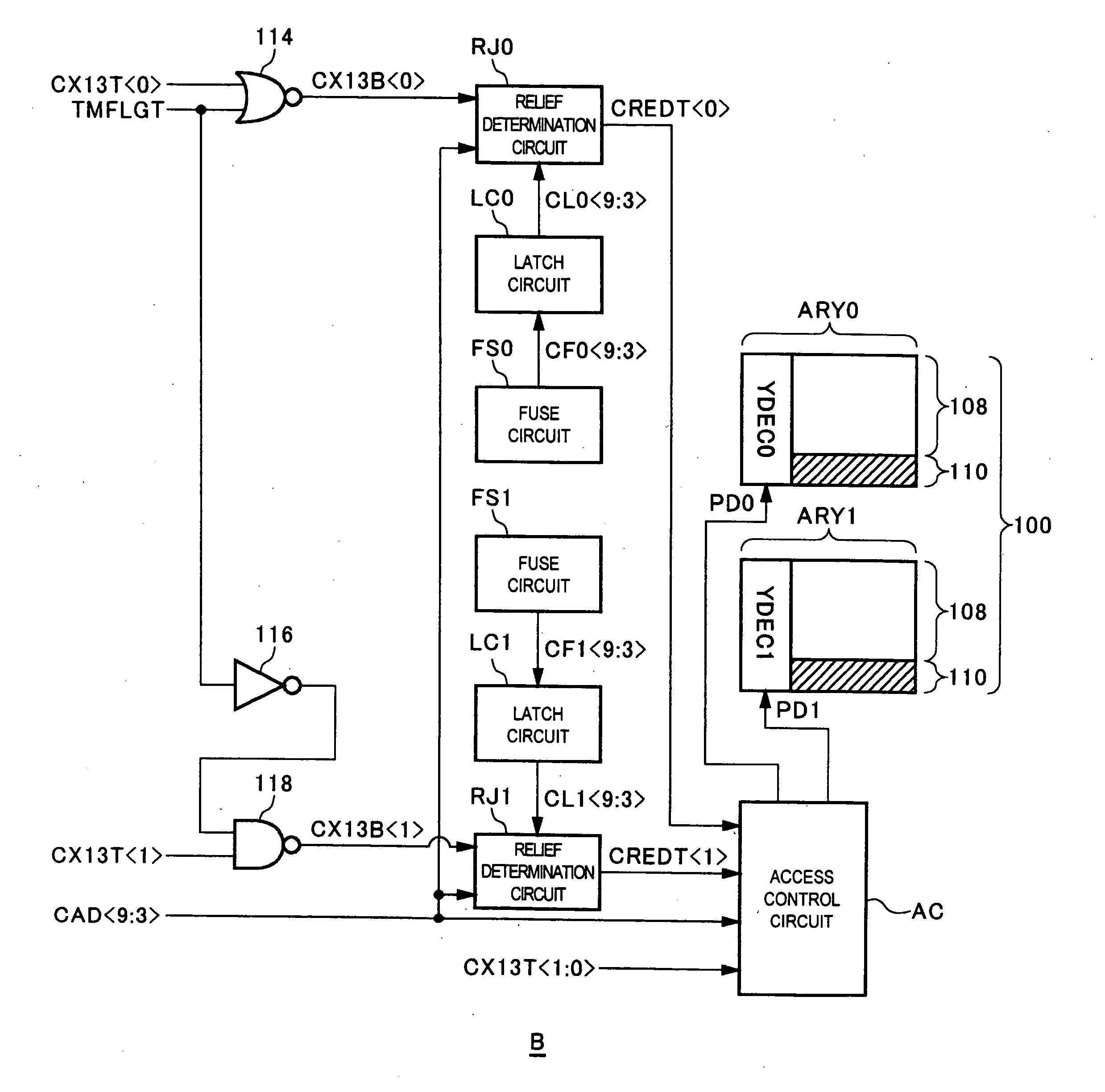 Semiconductor memory device having regular area and spare area