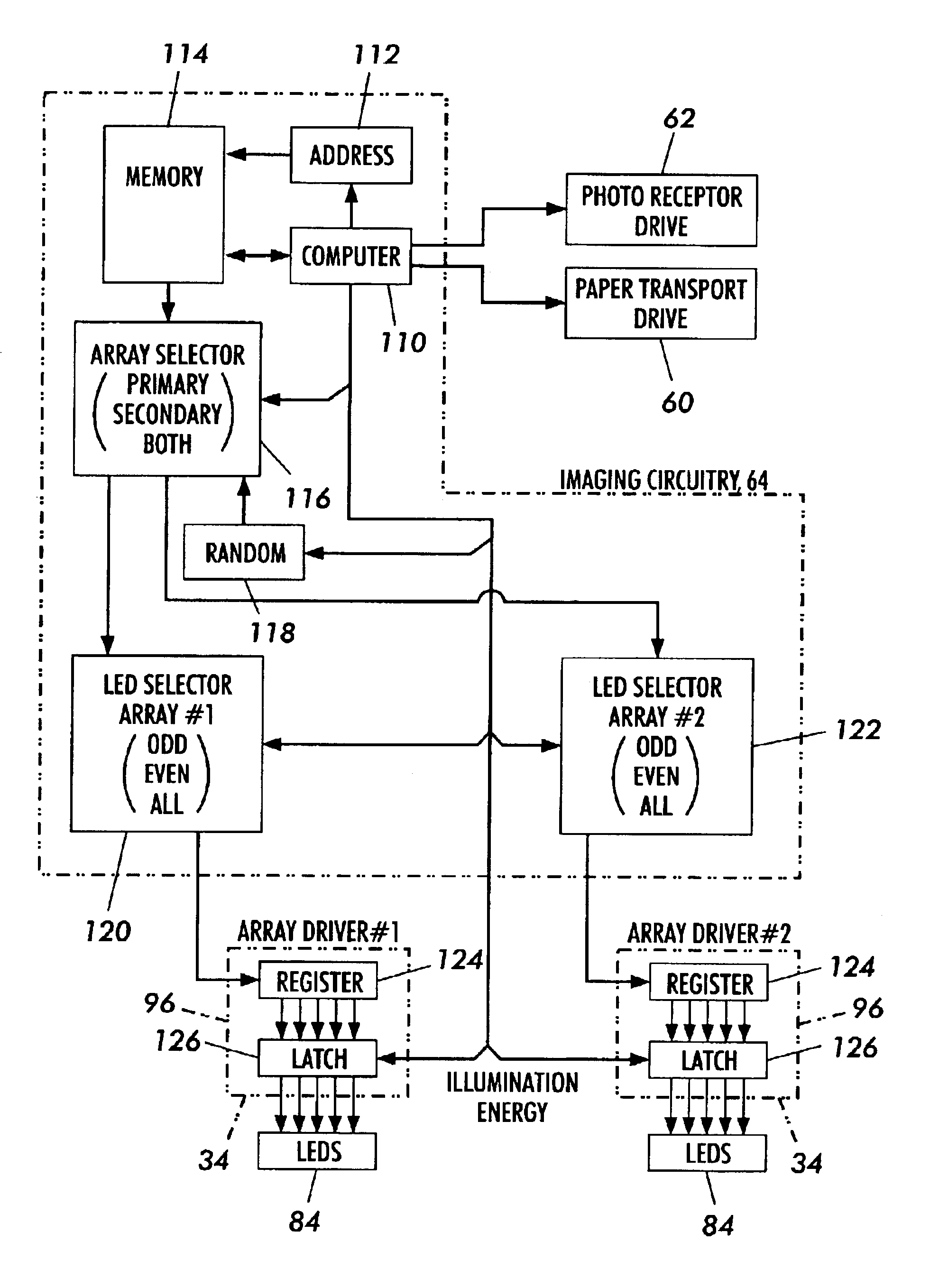 Printhead with plural arrays of printing elements