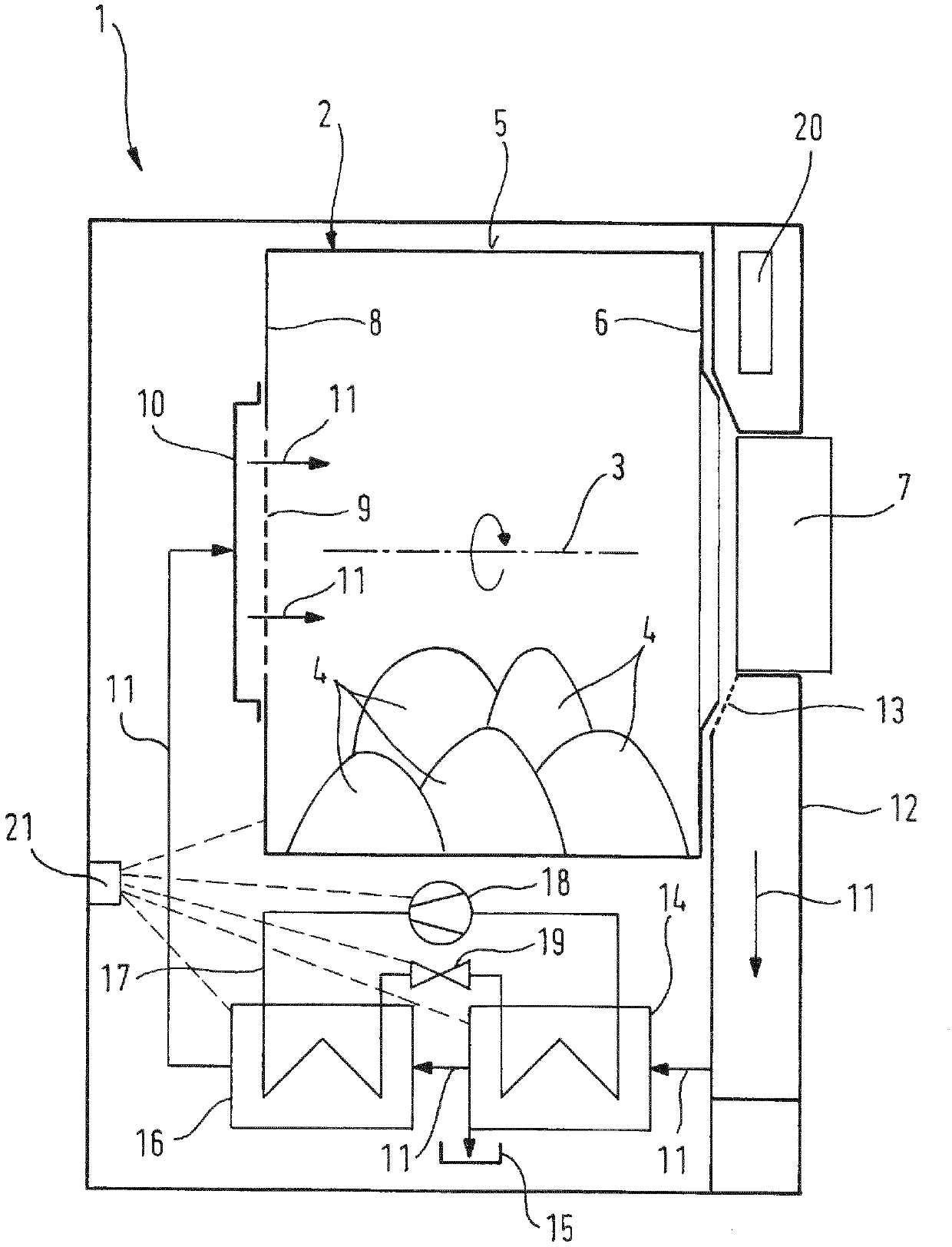 Condensing tumble dryer including temperature sensor and method of operation thereof