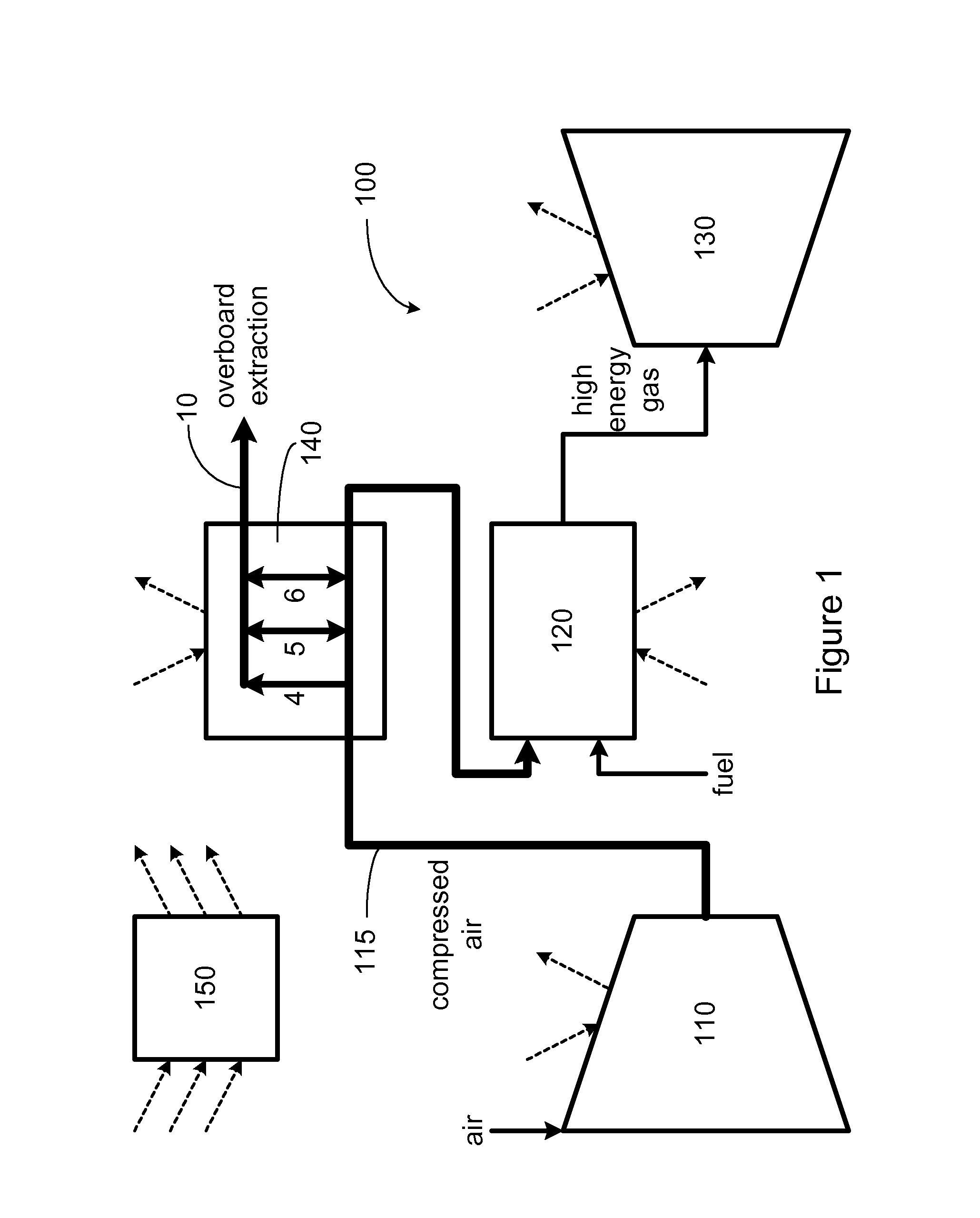 Multiple point overboard extractor for gas turbine