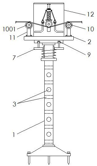 Anti-shaking stringing device with wire harness tightening function for power equipment installation