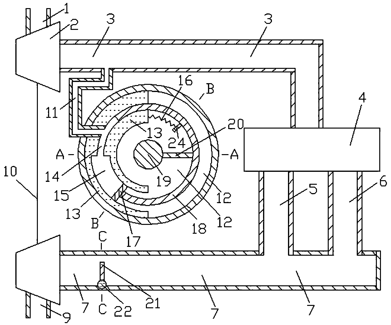 Chain transmission system with double-arc structure