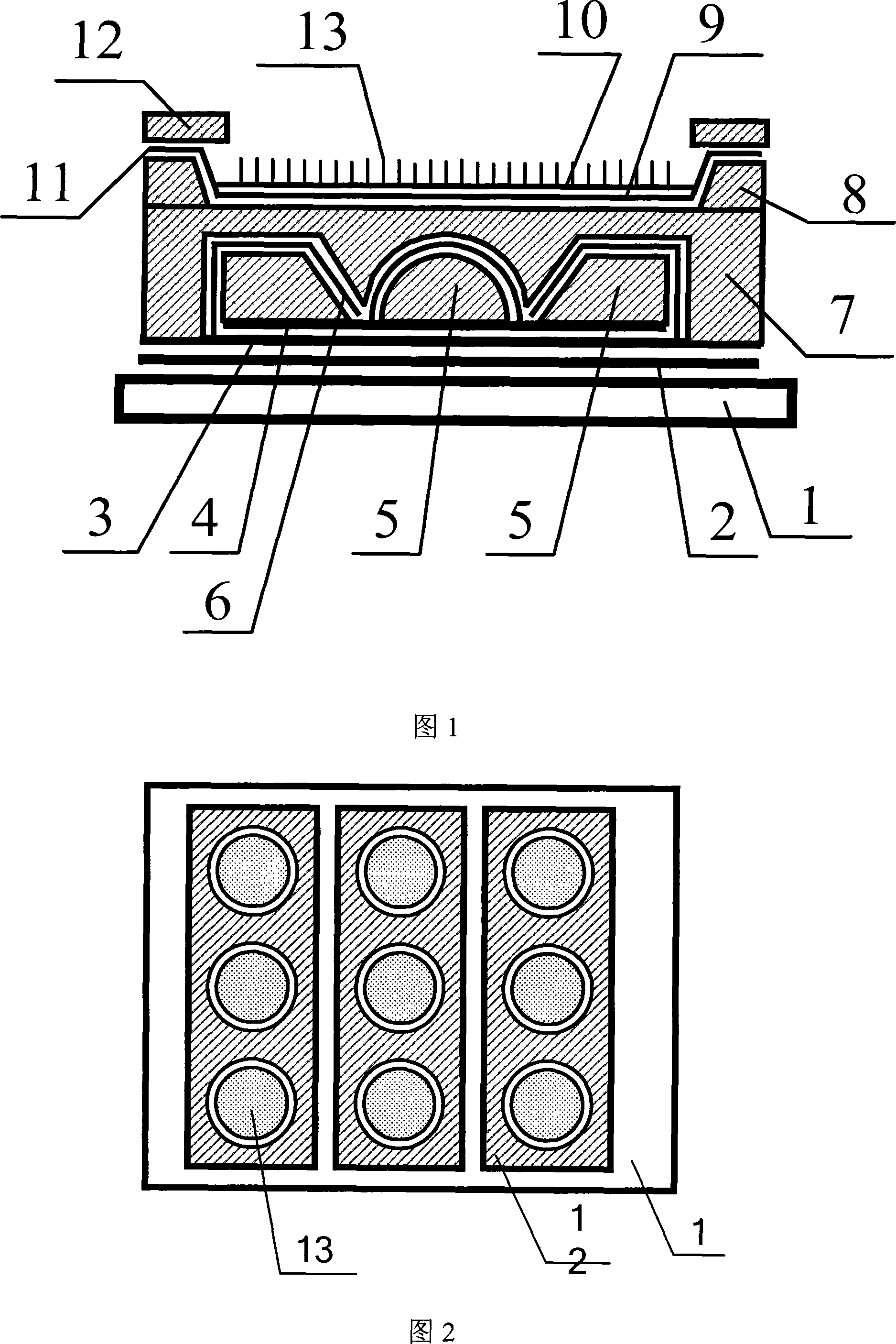 Flat-panel display device with ring band lower gate cnodulated emission structure and its preparing process