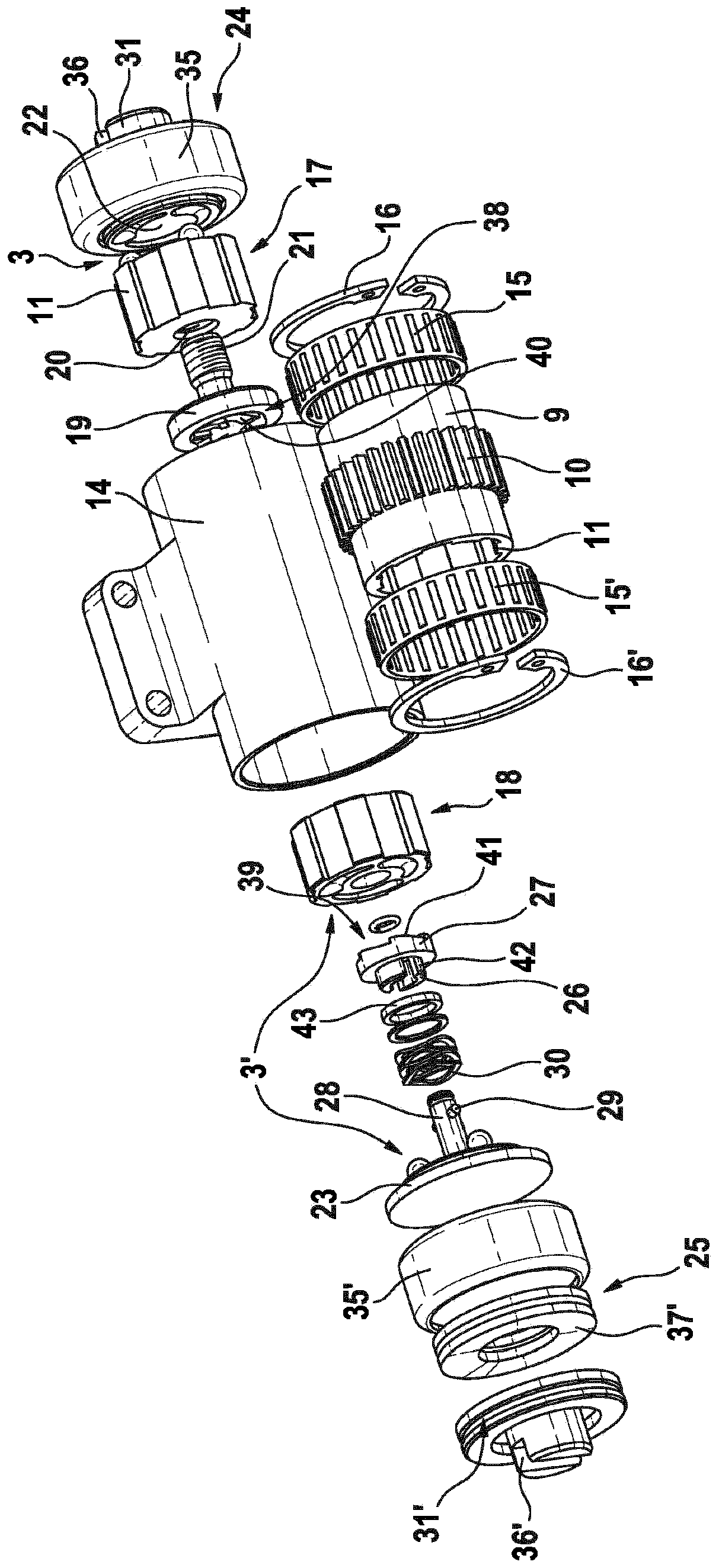 Spreader unit for a drum brake, comprising wear travel adjustment, and drum brake