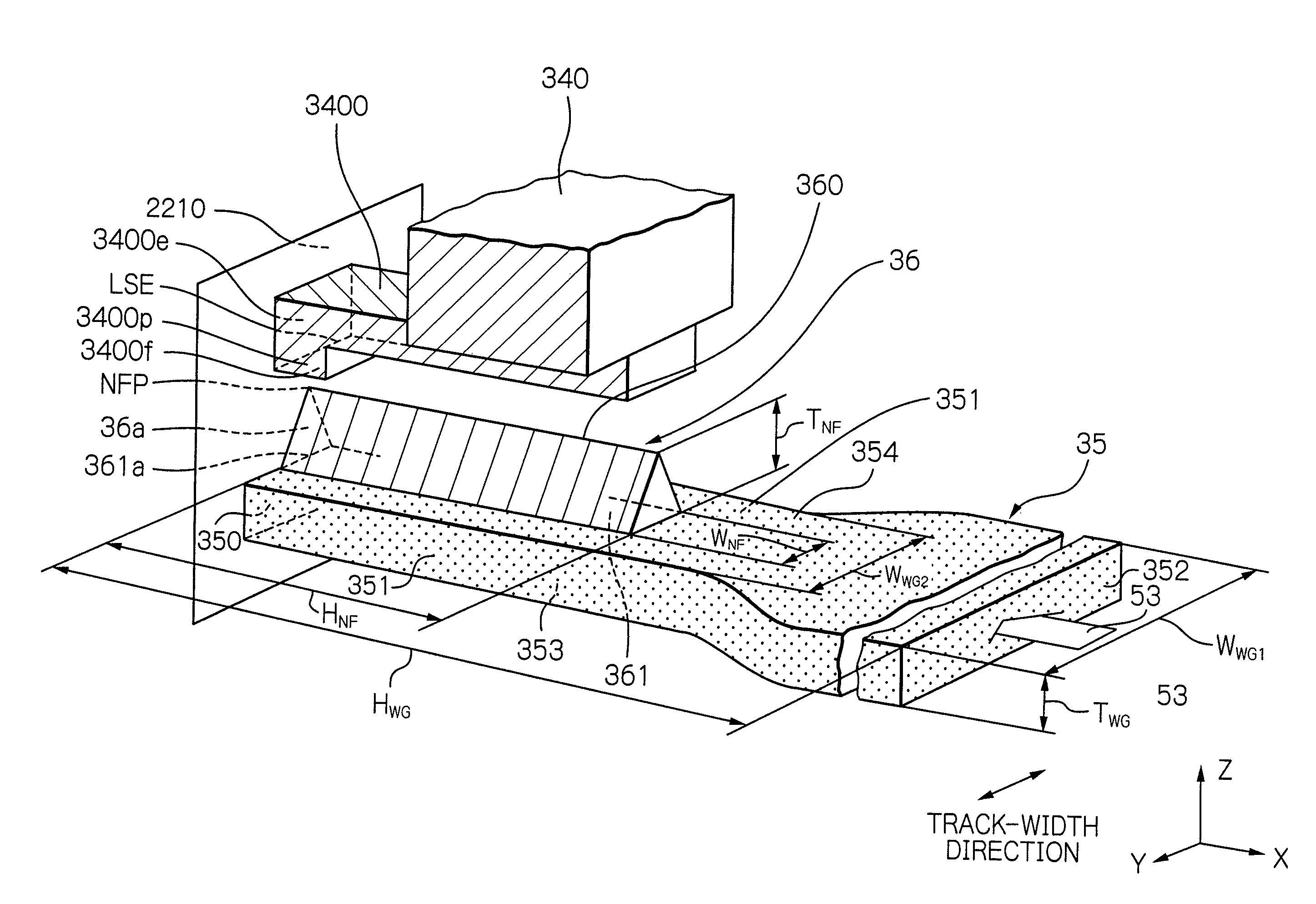 Thermally-assisted magnetic recording head having a gap between propagation edge and magnetic pole