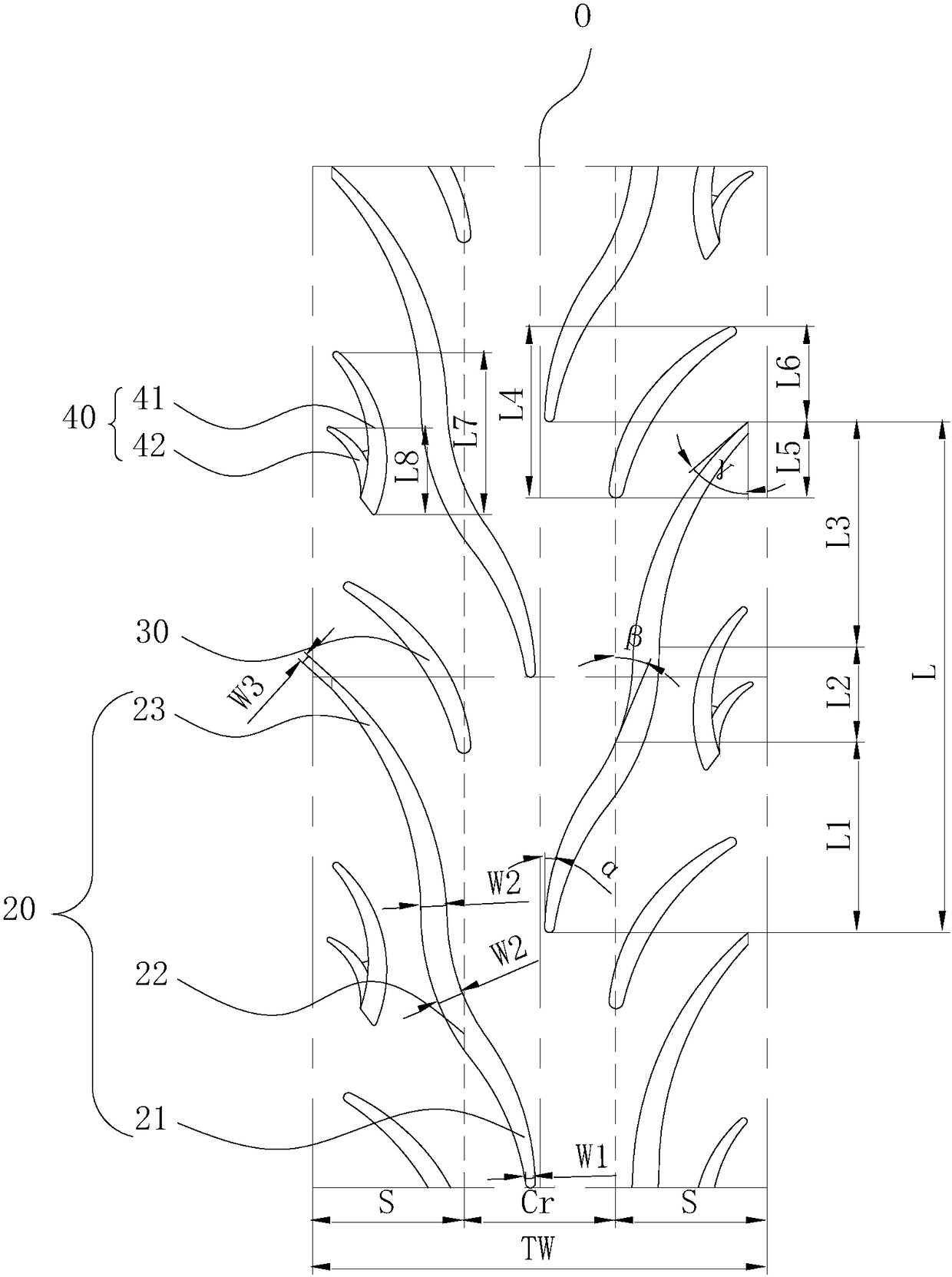 Pattern structure of tire tread