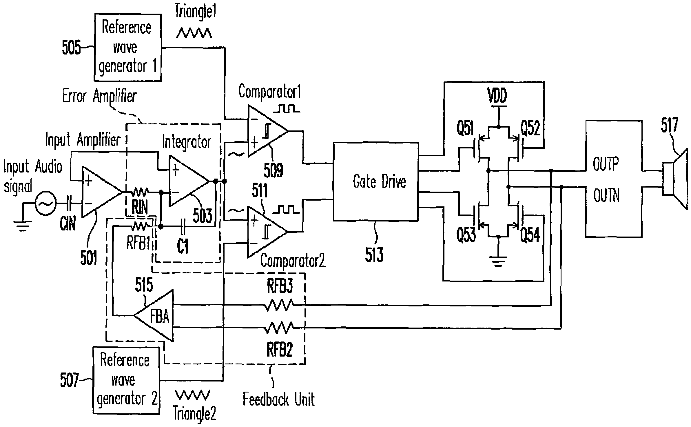 Filterless class D power amplifier