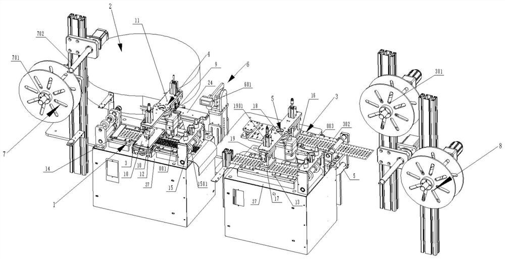 Protective film opposite pasting device based on CCD recognition