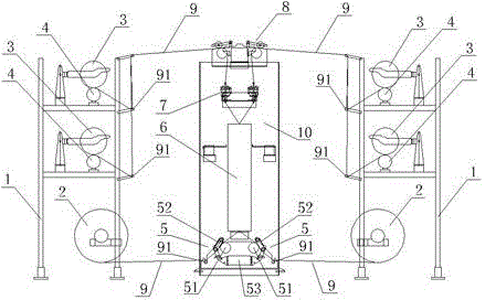 Setting machine with yarn dividing and false twisting function