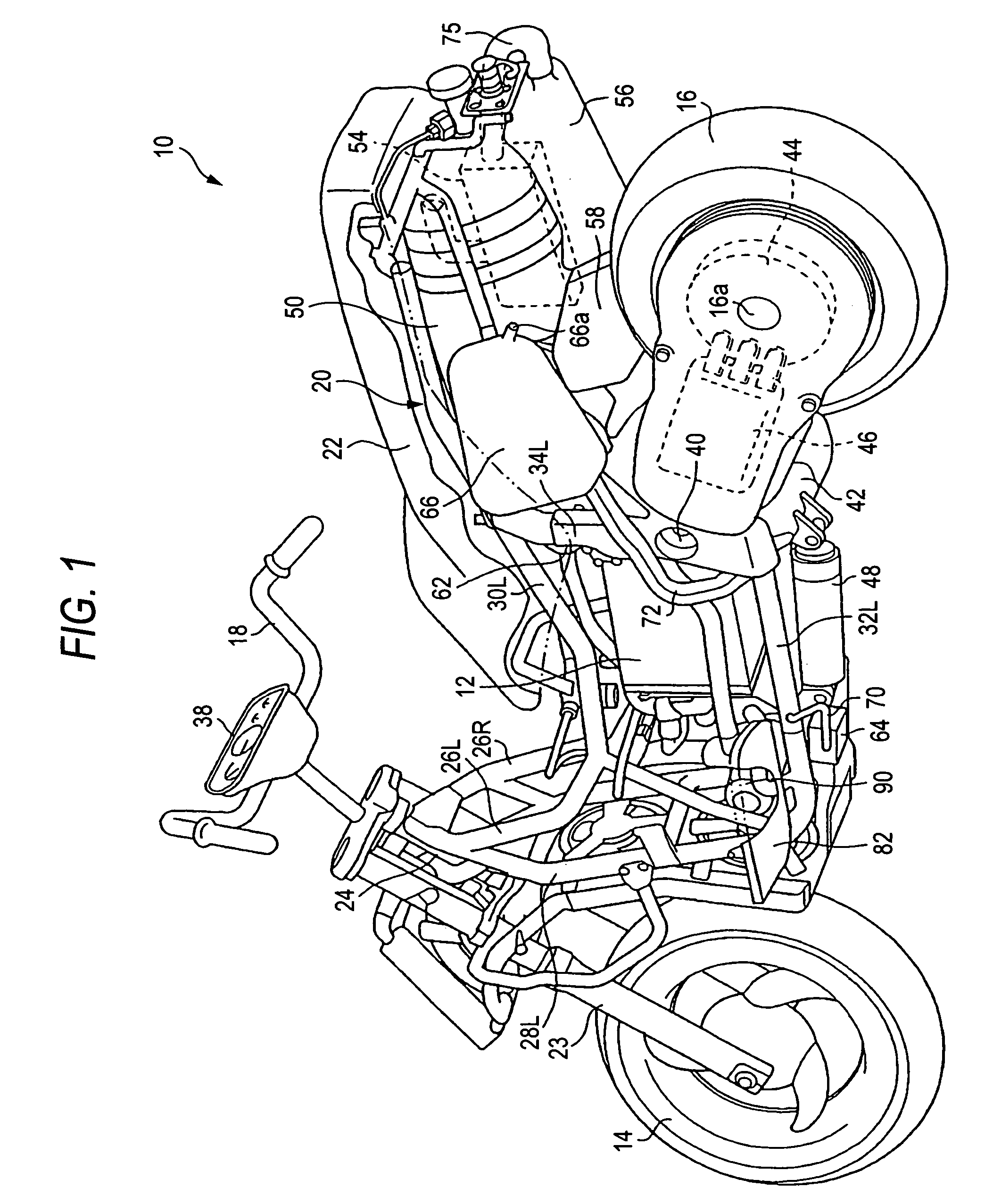 Motor cycle with fuel cell and stack structure of fuel cell