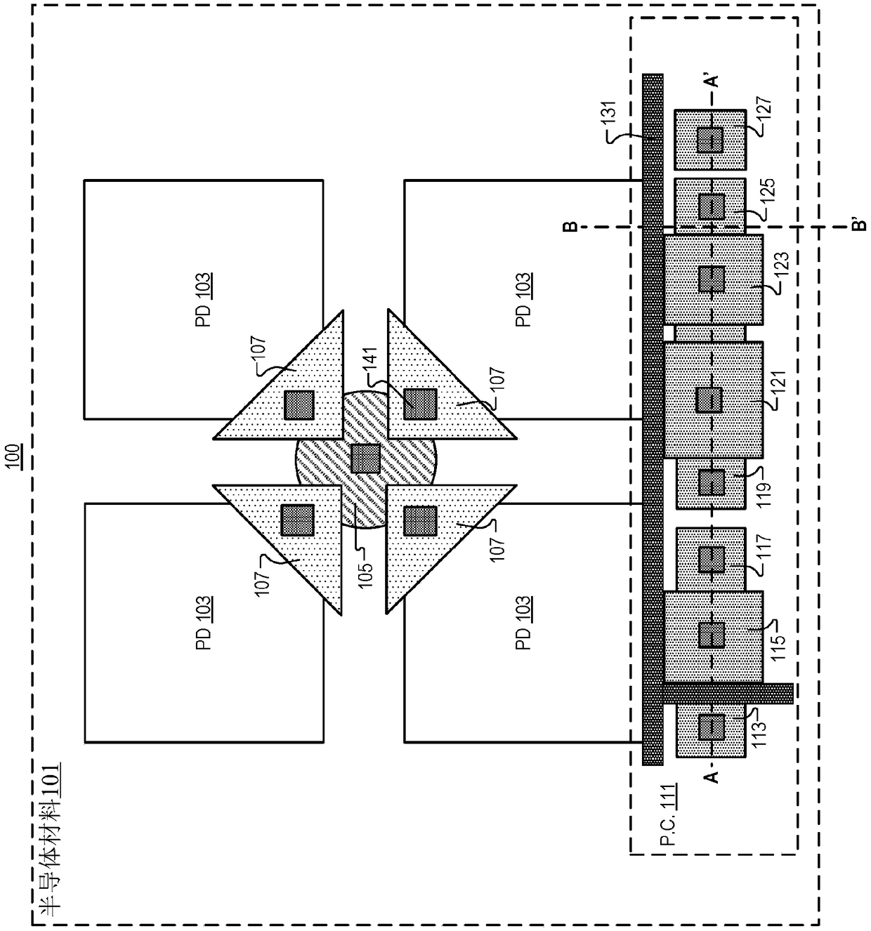 Raised electrode to reduce dark current