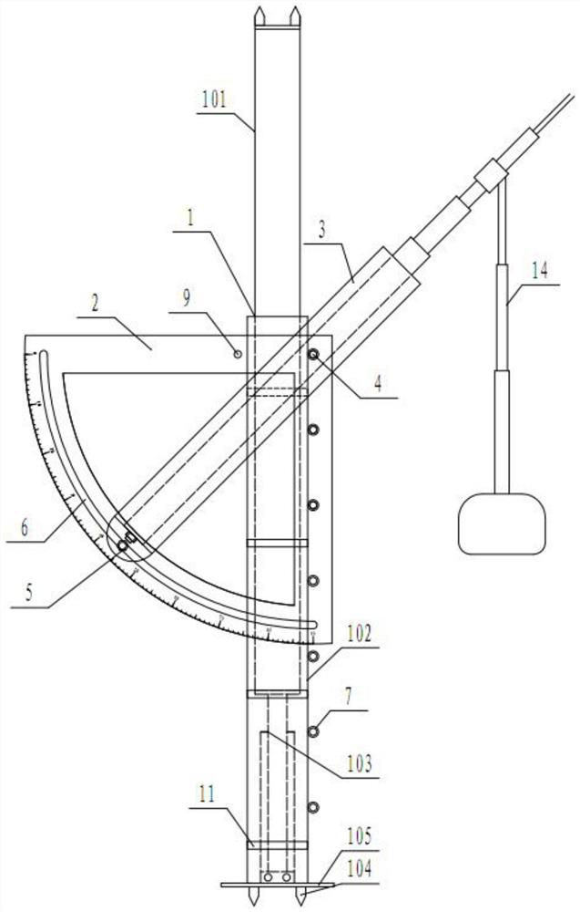 Roof bolter angle adjusting and supporting device and using method thereof