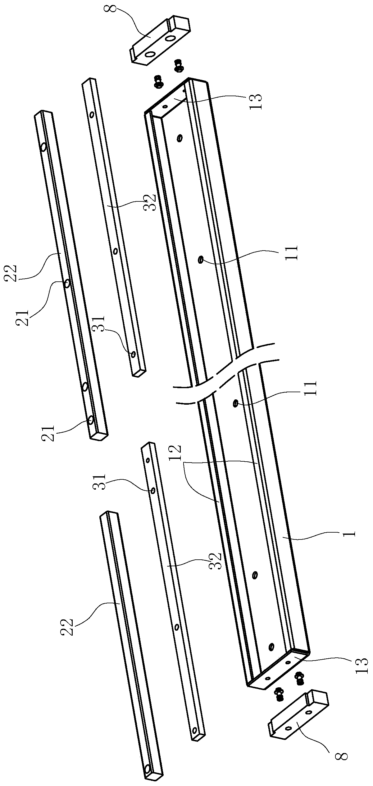 Shake-proof guide rail device for compact shelving