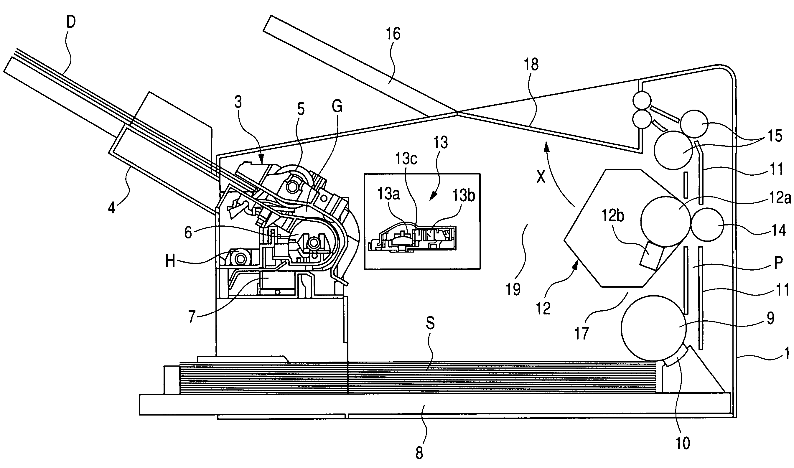 Image reading and recording apparatus having a cartridge dismounting space between a fixing unit and an exposing unit