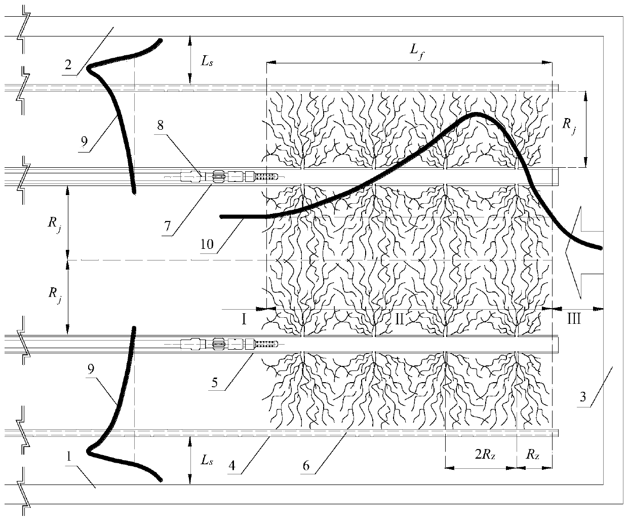 Method for reinforcing gas extraction through coal seam drilling jet fracturing and mining pressure cooperated effect
