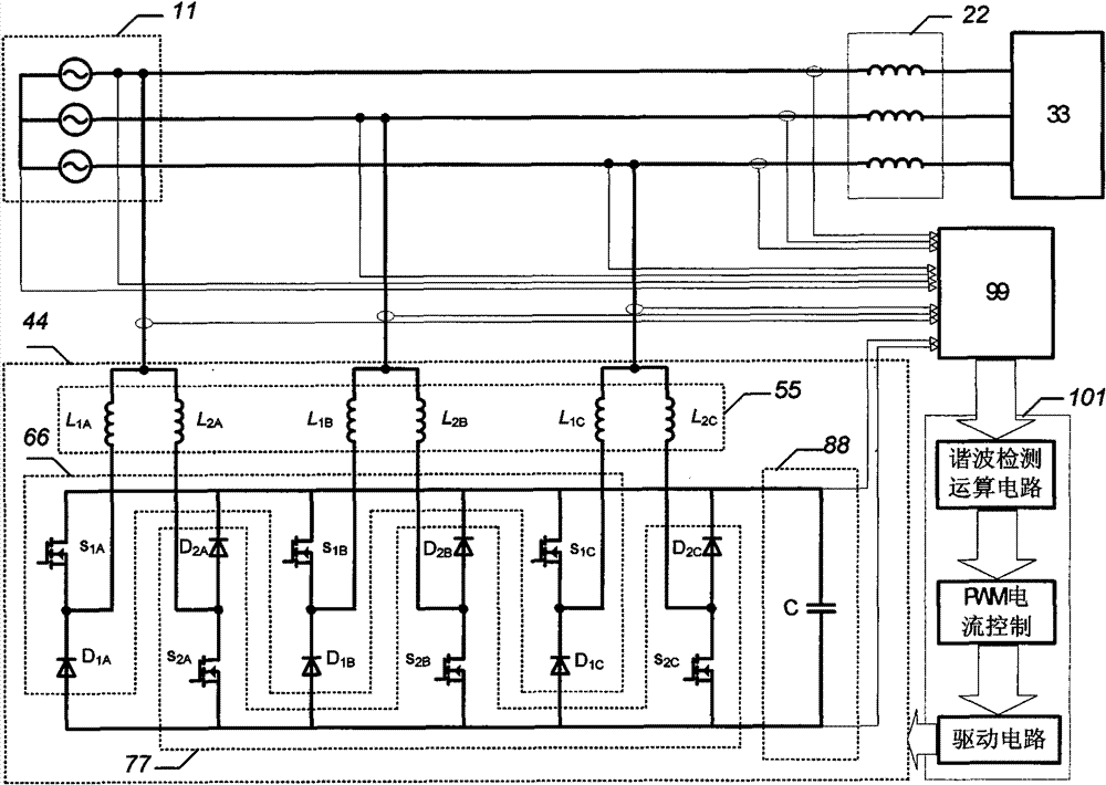 Single-phase and three-phase dual buck full-bridge parallel active power filter