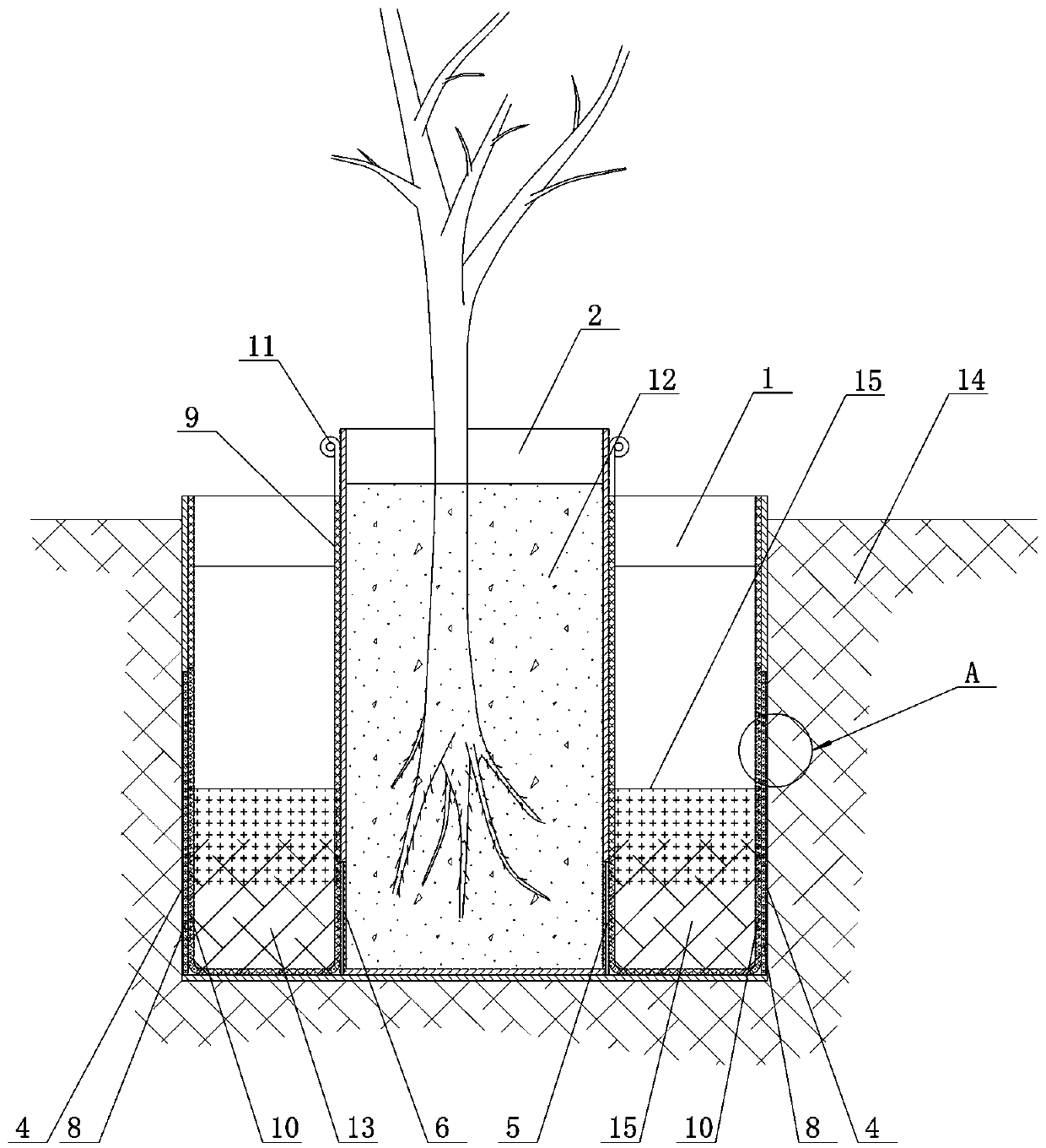 Combined nested barrel type saline-alkali soil treatment method and nested barrel for treatment